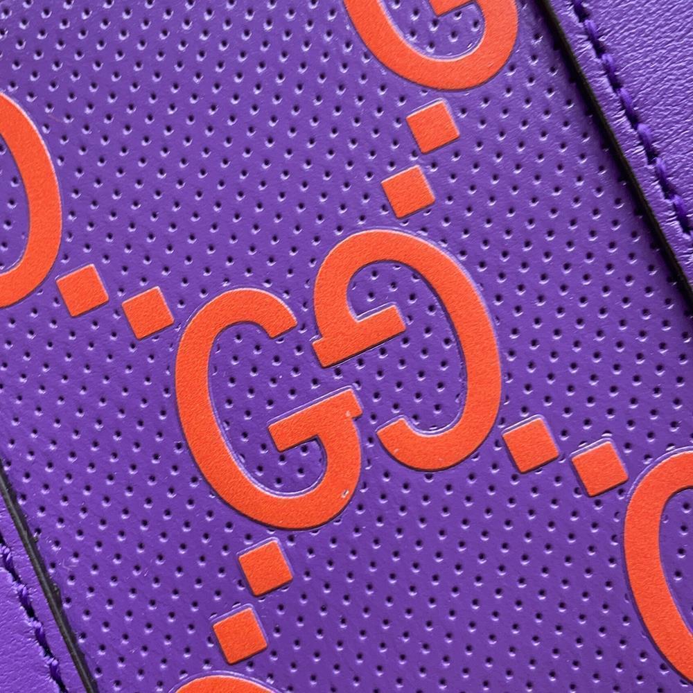 GUCCI GG Embossed 2wayHandbag Purple Orange696010 Leather