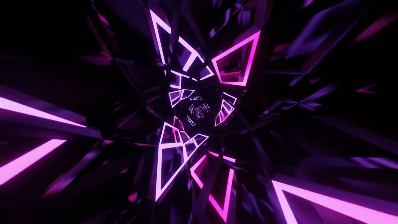 VJ LOOP NEON Abstract Background Video 4k Black Pink Purple Hexagon Metallic Tunnel ASMR Screensaver