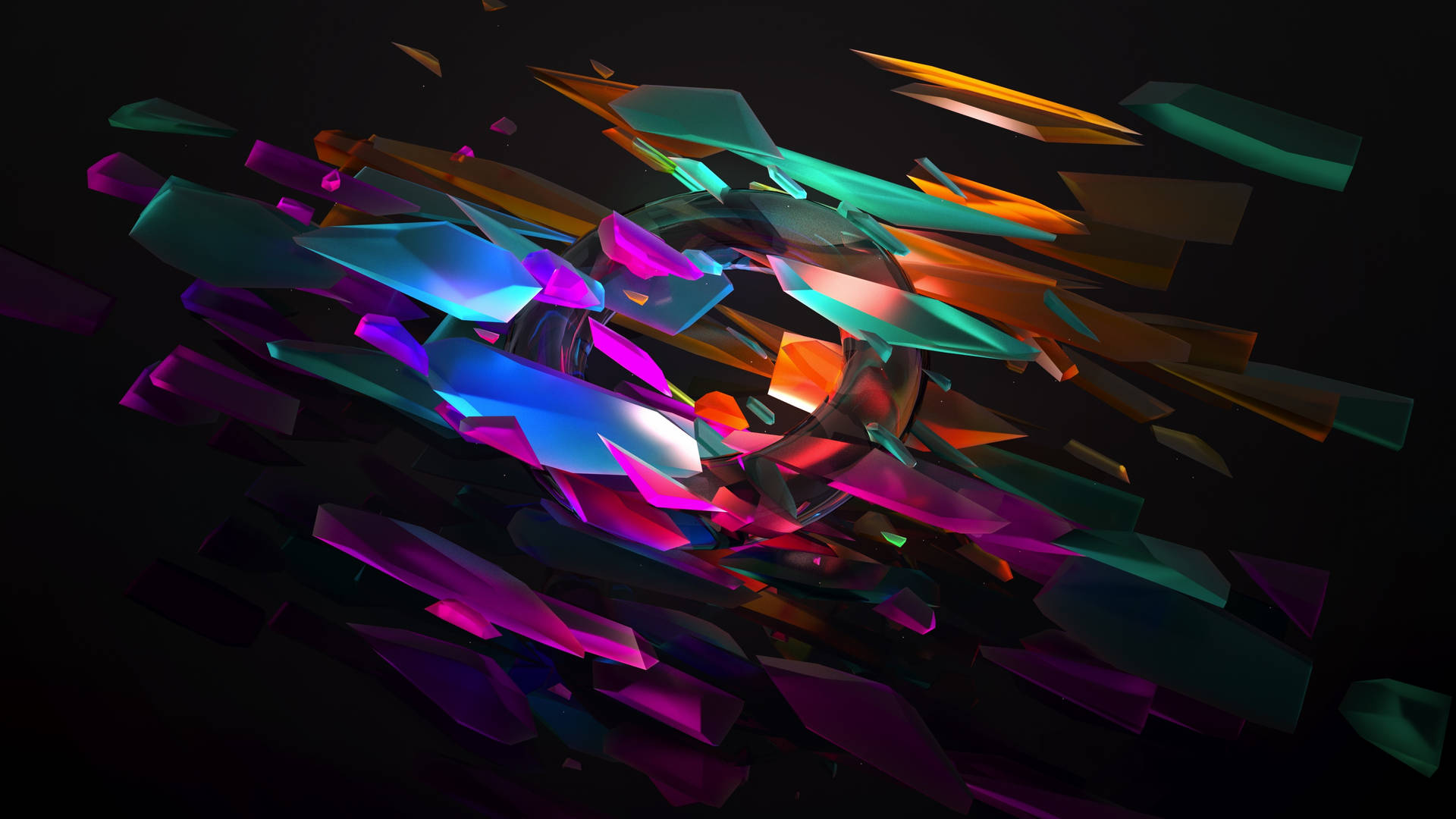 Download Multicolor Dark Neon Shards Wallpaper