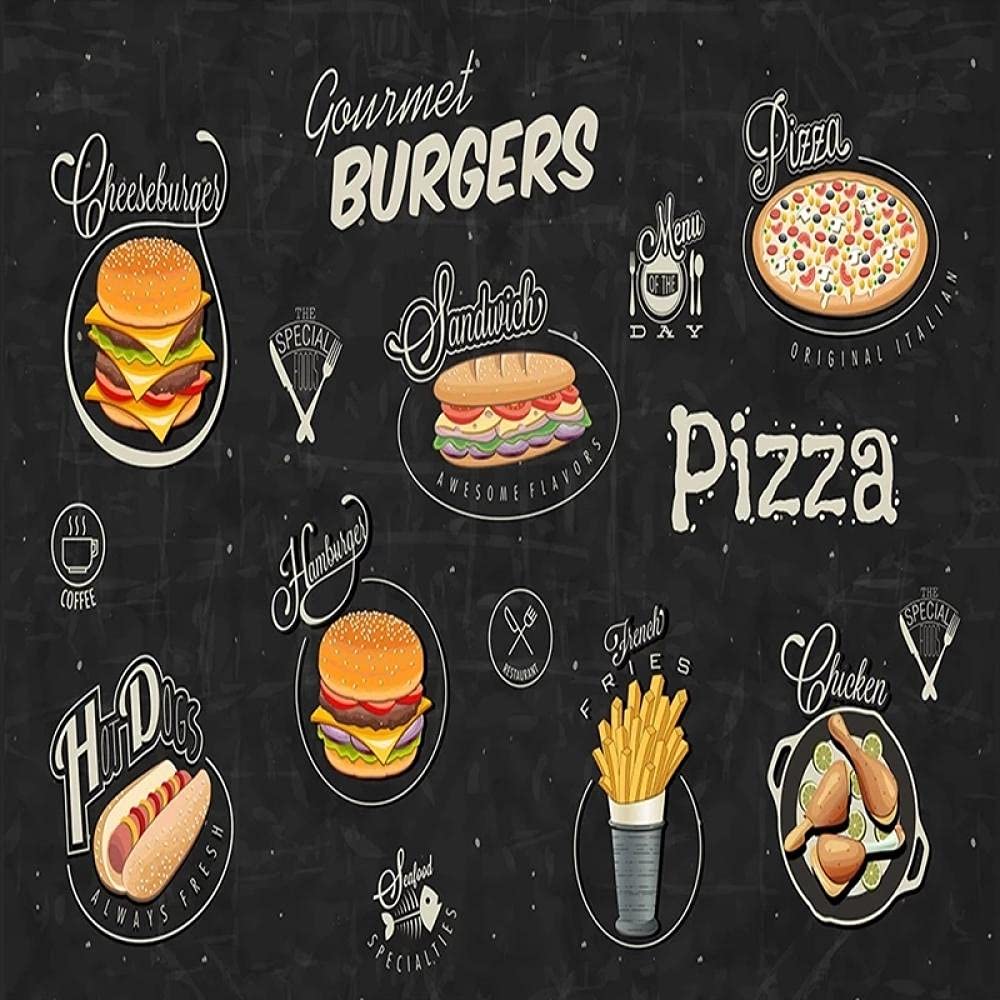 Photo Wallpaper Burger Pizza Fast Food Dessert Shop Cafe Restaurant Photo Background Wall Decor Mural 350(L) x245(H) cm, Buy Online at Best Price in KSA is now Amazon.sa: DIY