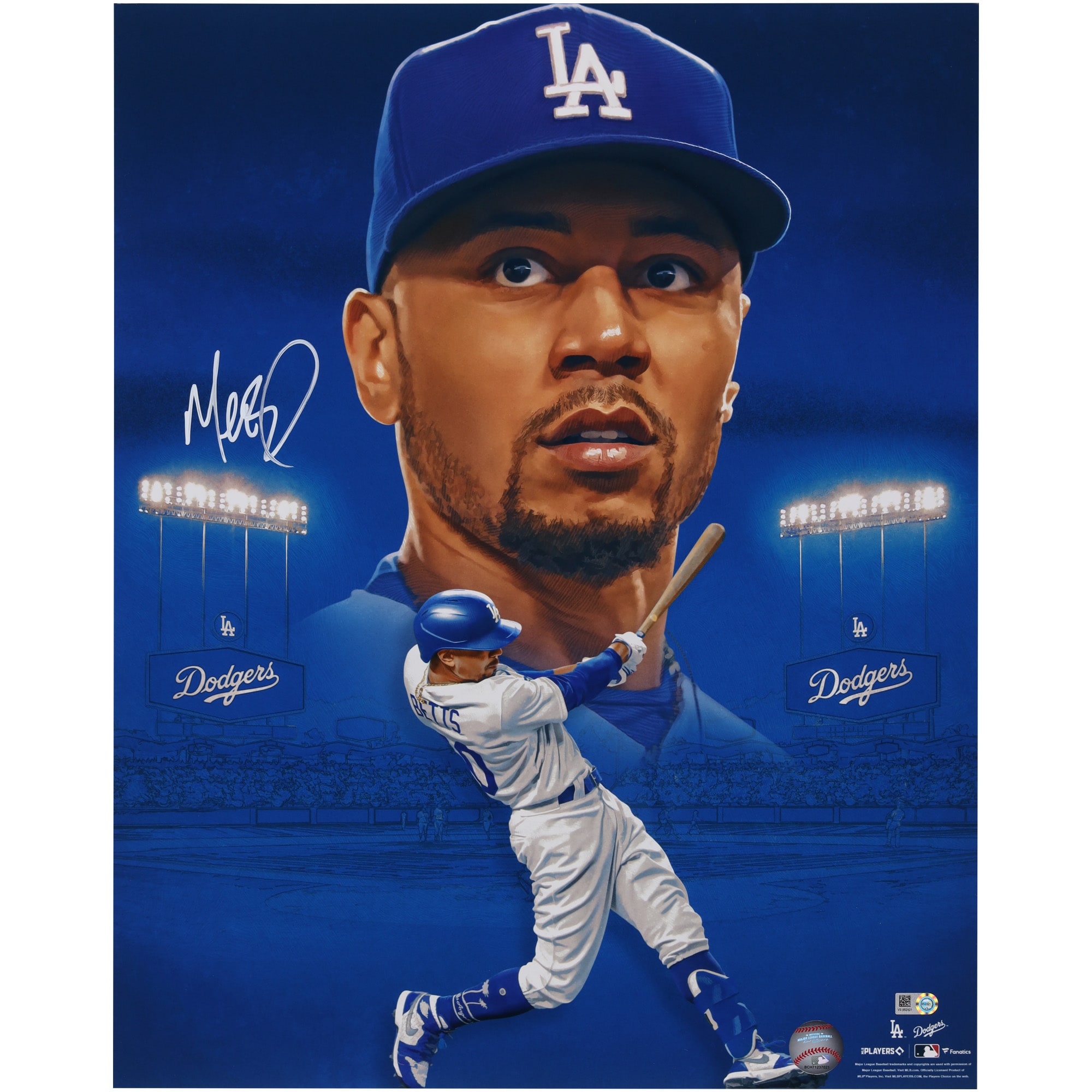 Mookie Betts Los Angeles Dodgers Autographed 16 x 20 Photo Print