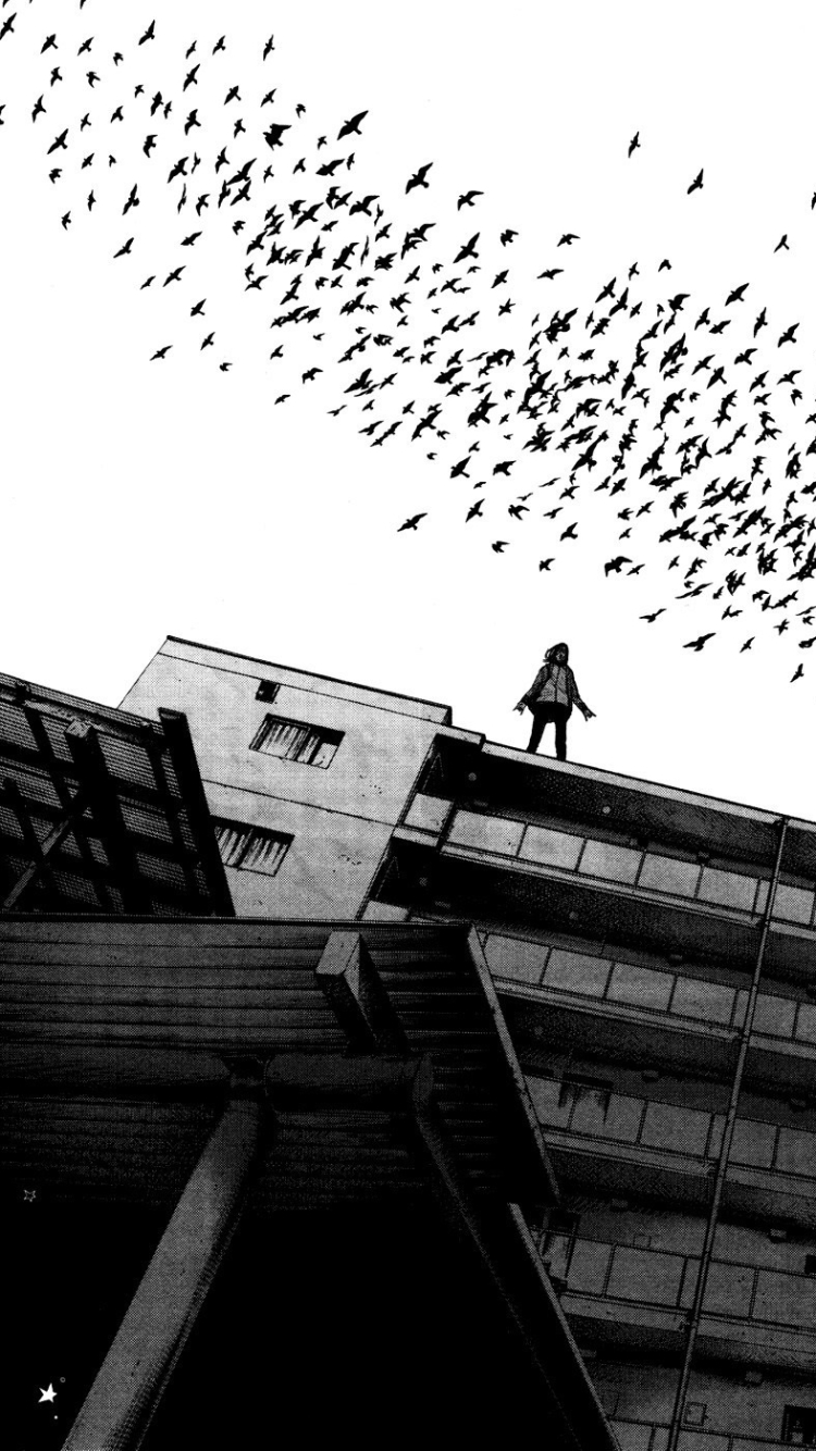 Phone wallpaper: Goodnight Punpun, Anime, Flock Of Birds, Building 1309042