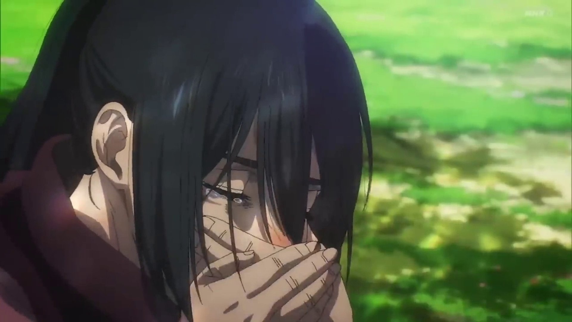 Mikasa crying at Eren's Grave. Attack on Titan Ending Scenes. AOT Sad ending