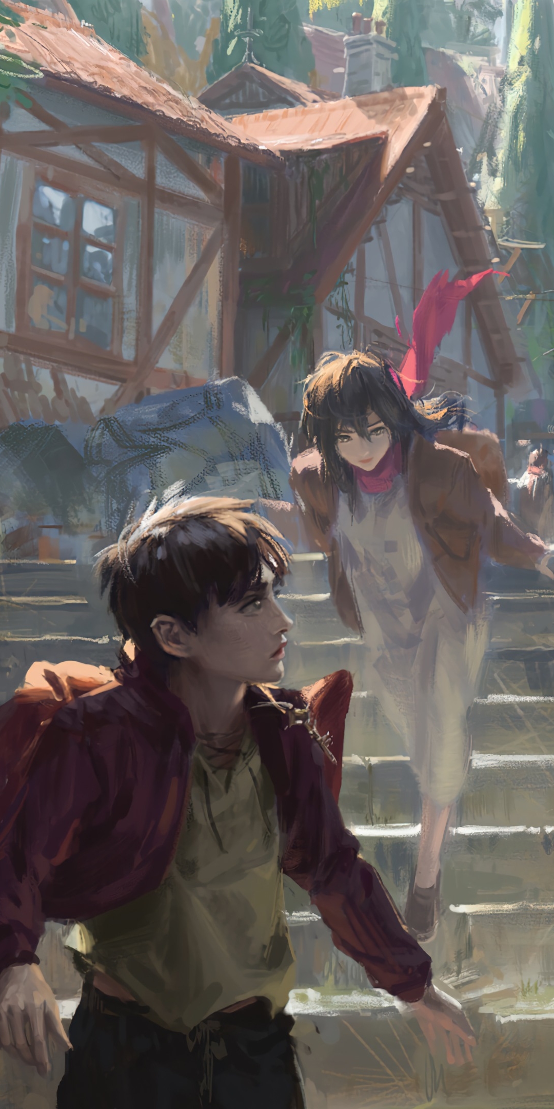 Phone wallpaper: Anime, Attack On Titan, Mikasa Ackerman, Eren Yeager 1181473