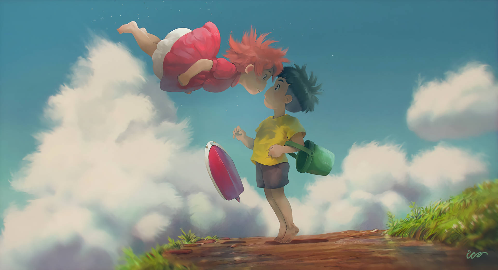 Download Ponyo On A Cliff Wallpaper