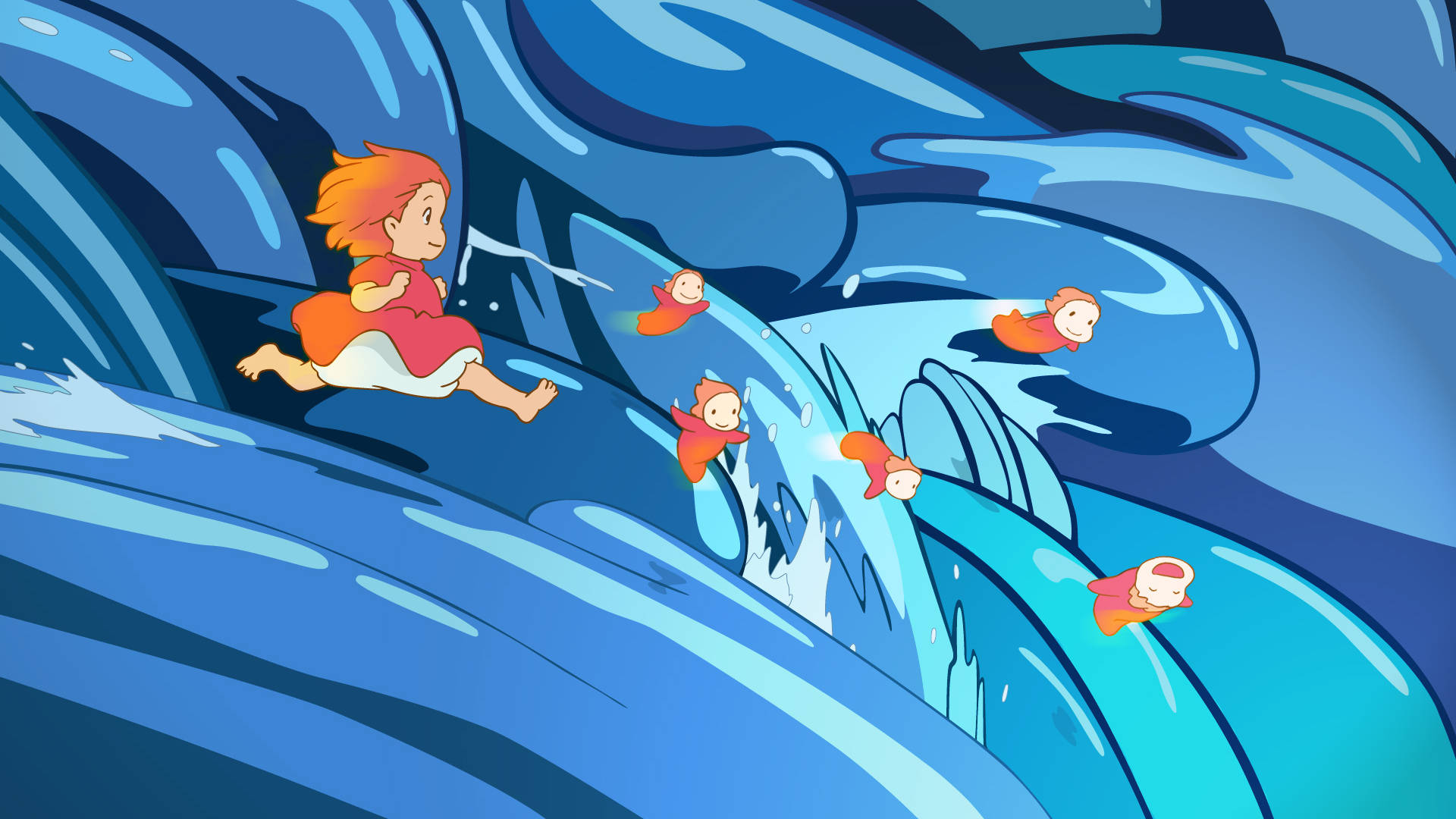 Download Blue Ocean Wave Ponyo Wallpaper