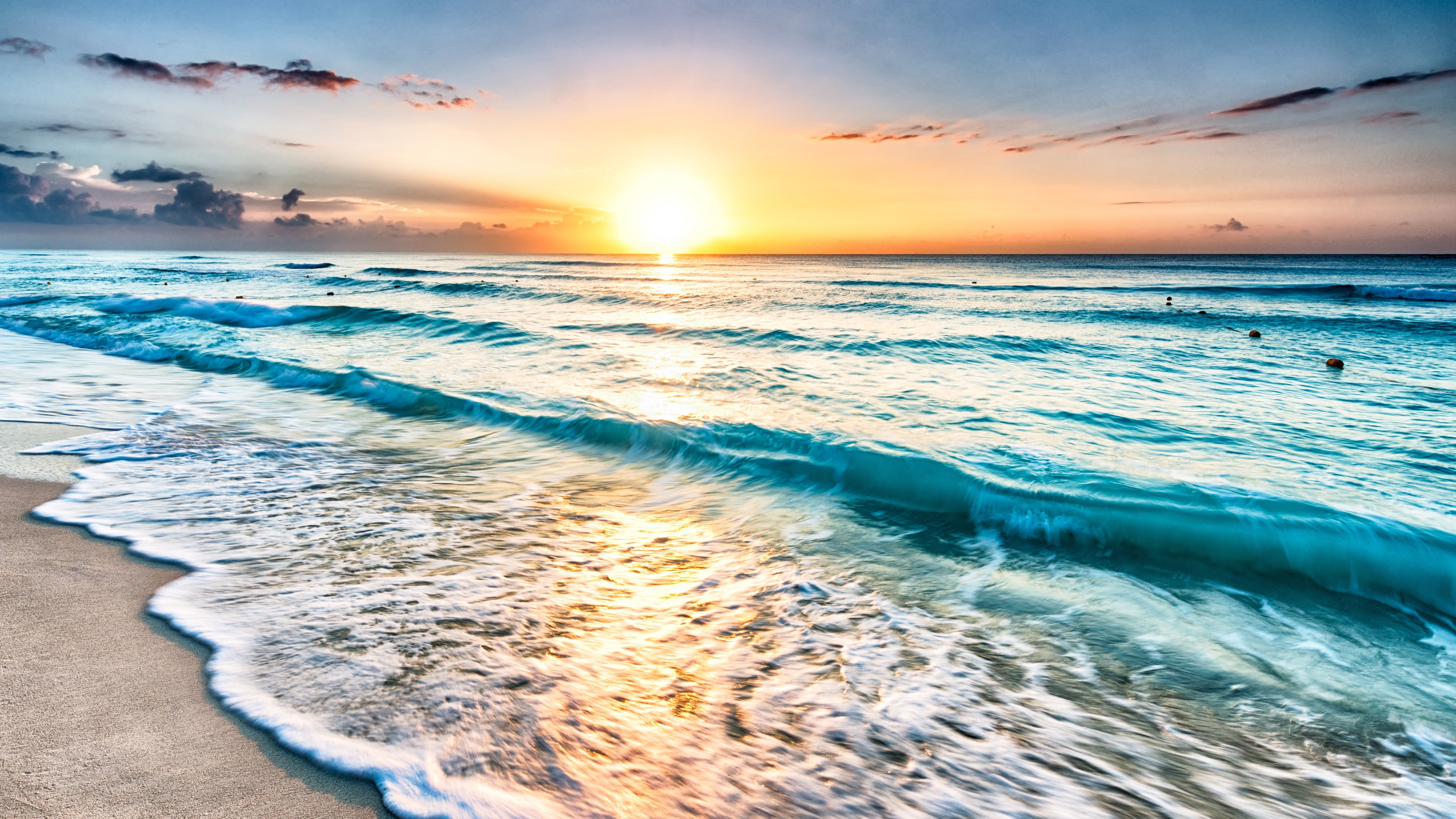 Wallpaper Mexico, sea, coast, beach, waves, sunset 3840x2160 UHD 4K Picture, Image