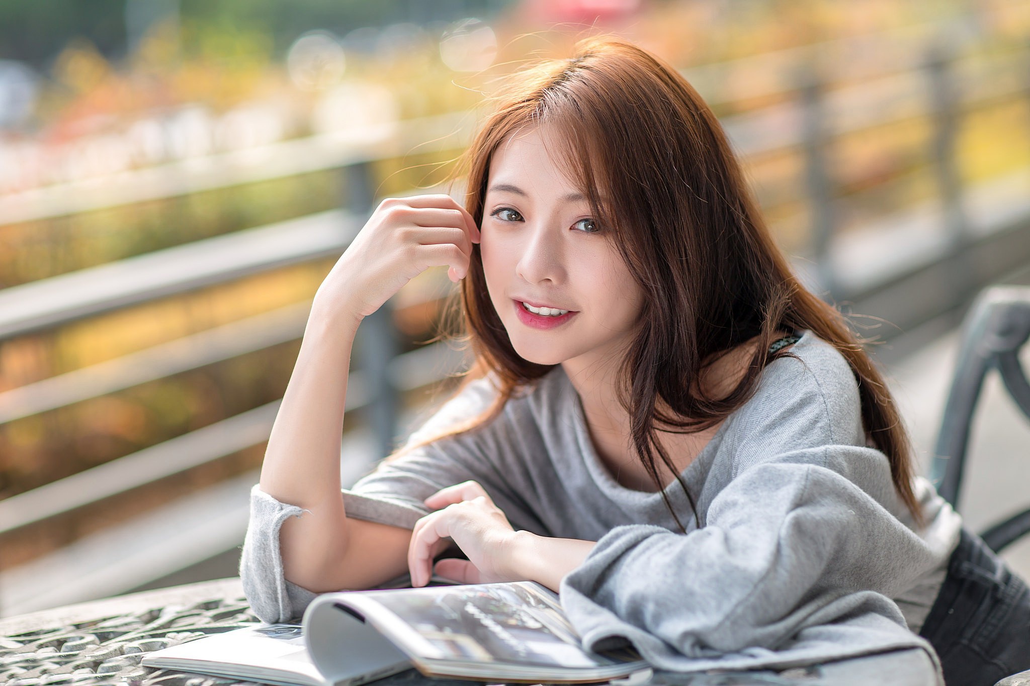 Download Brunette Smile Depth Of Field Model Woman Asian HD Wallpaper