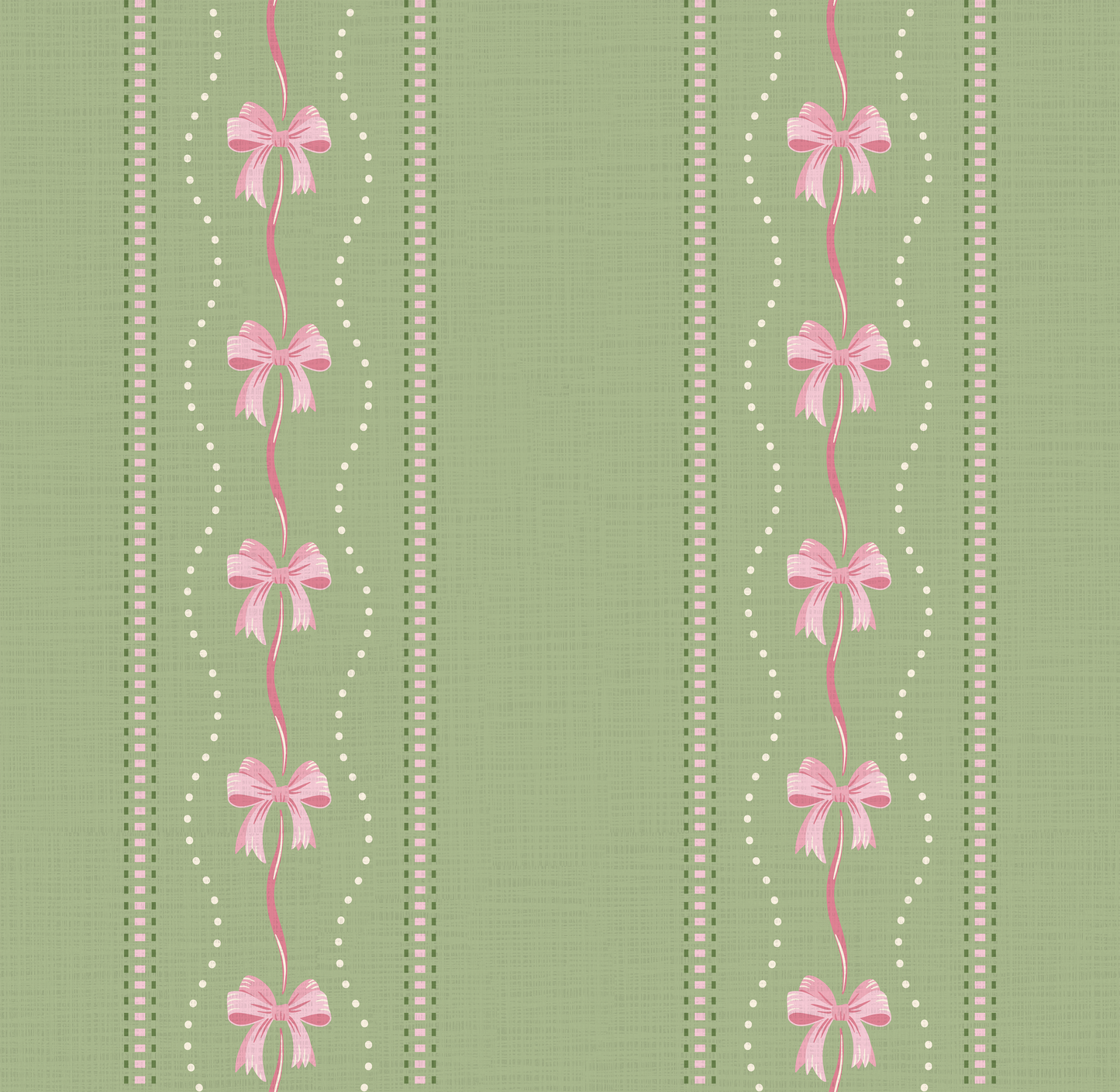 Preppy Bows in Green and Pink Wallpaper