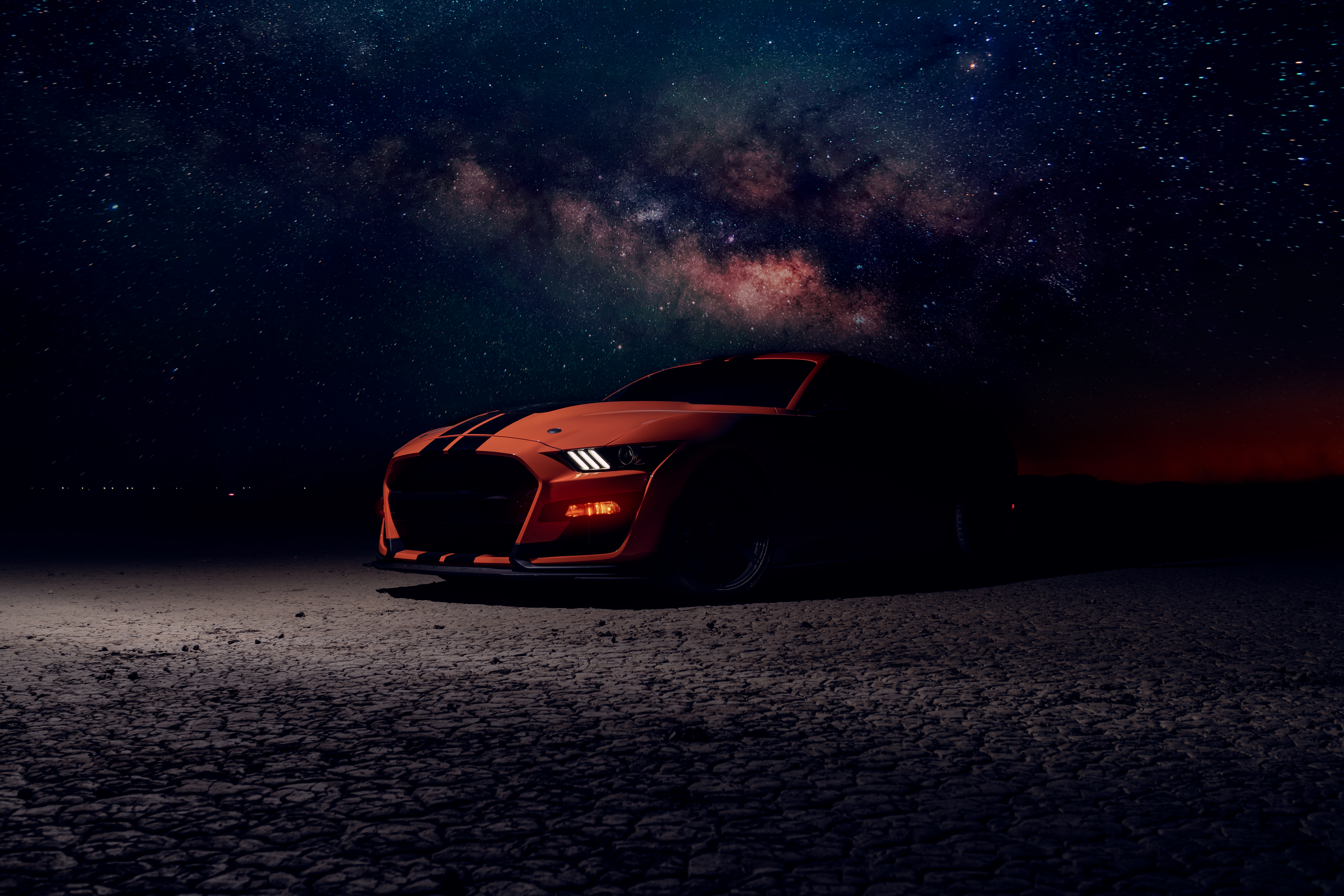 Ford Mustang Shelby GT500 Wallpaper 4K, Starry sky, Night, 5K