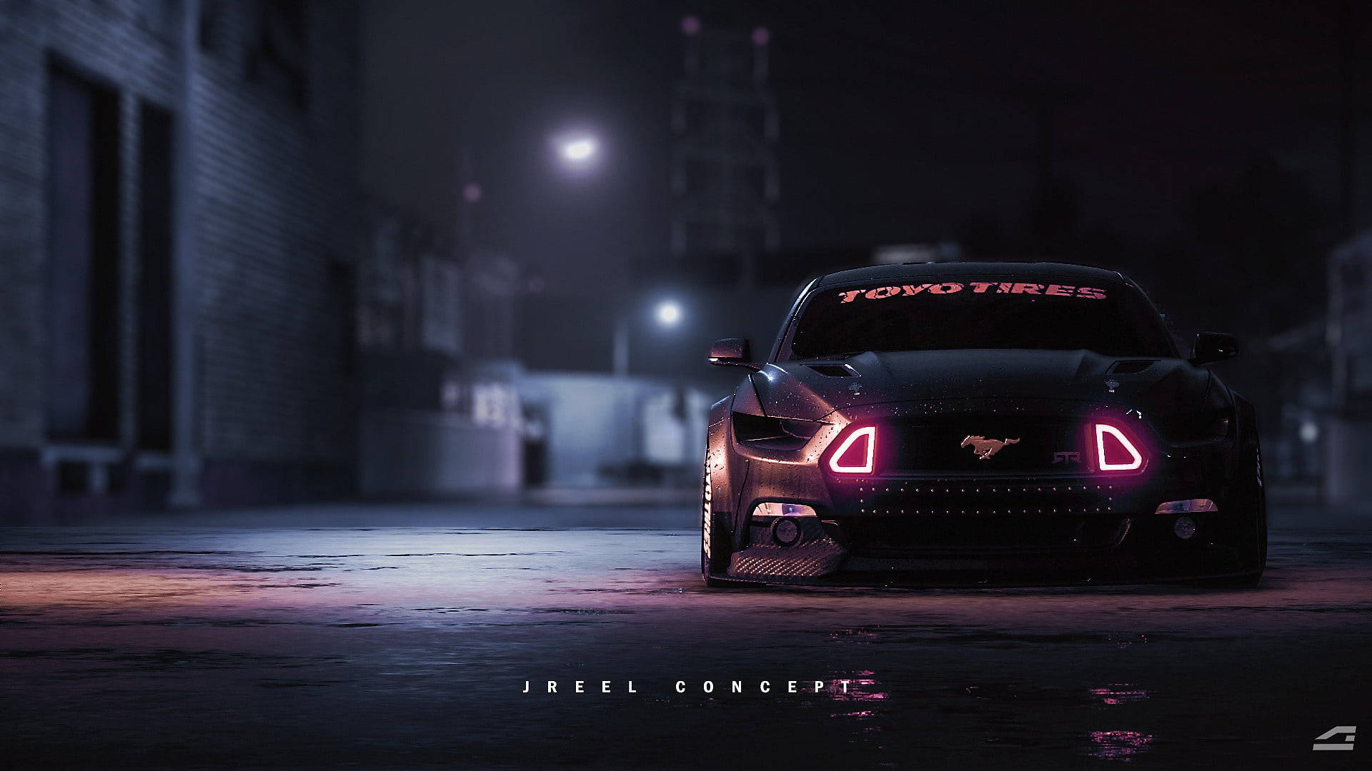 Download Ford Mustang HD In The Dark Wallpaper