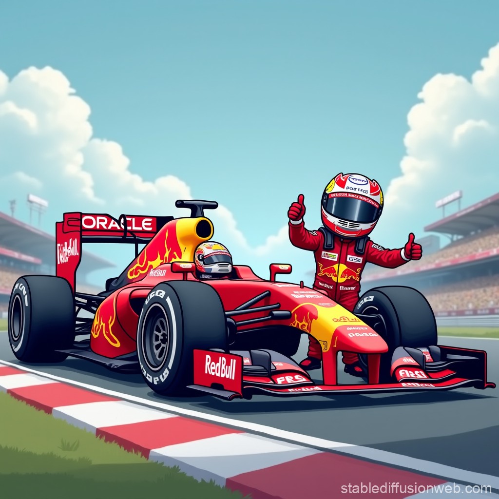 LinkedIn Oracle Red Bull F1 Car Cartoon Cartoon Background. Stable Diffusion Online