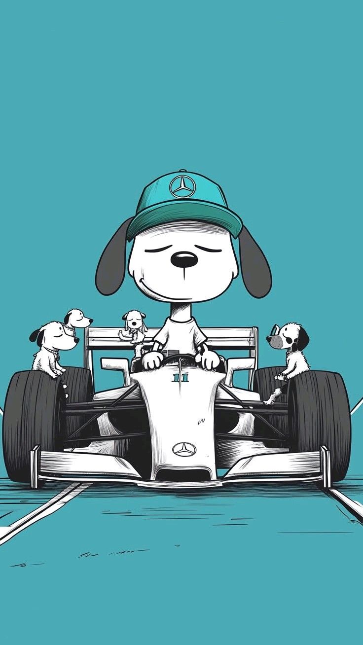 Snoopy Mercedes F1 Driver Wallpaper