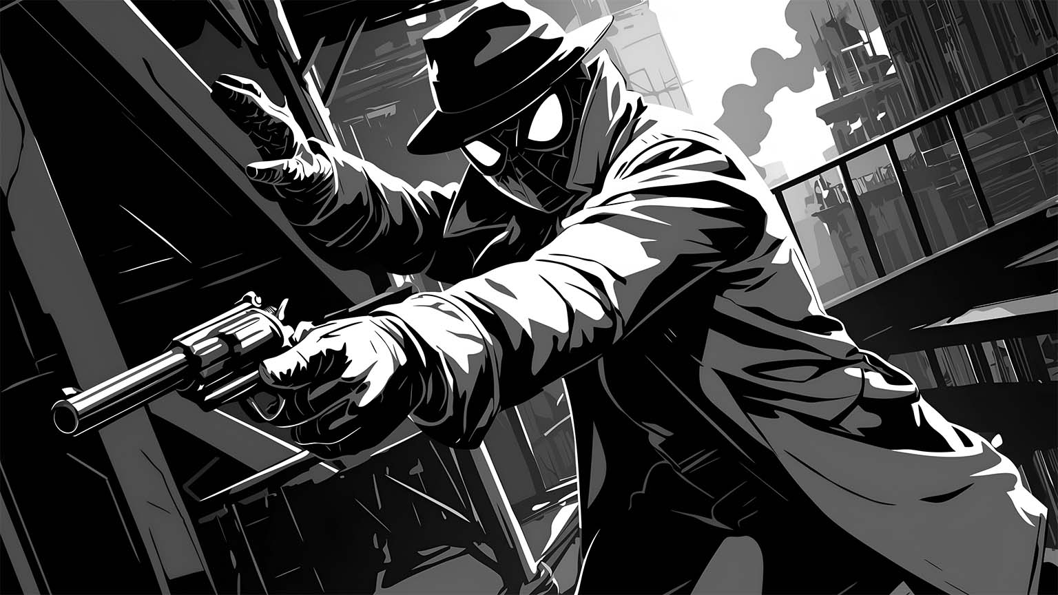Spider Man Noir Detective Pose Desktop Wallpaper