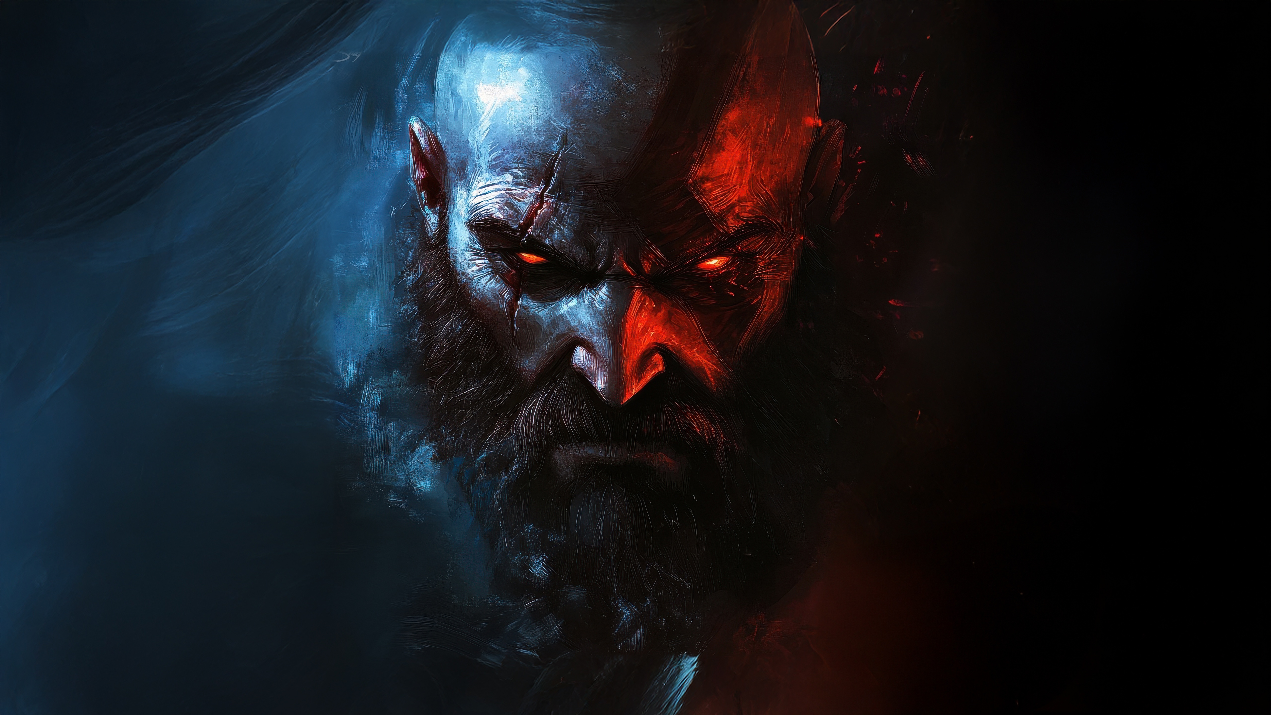 Wallpaper Sony, Ragnarok, weapon, Kratos, God of War, snow, blow, man for mobile and desktop, section игры, resolution 5120x2881