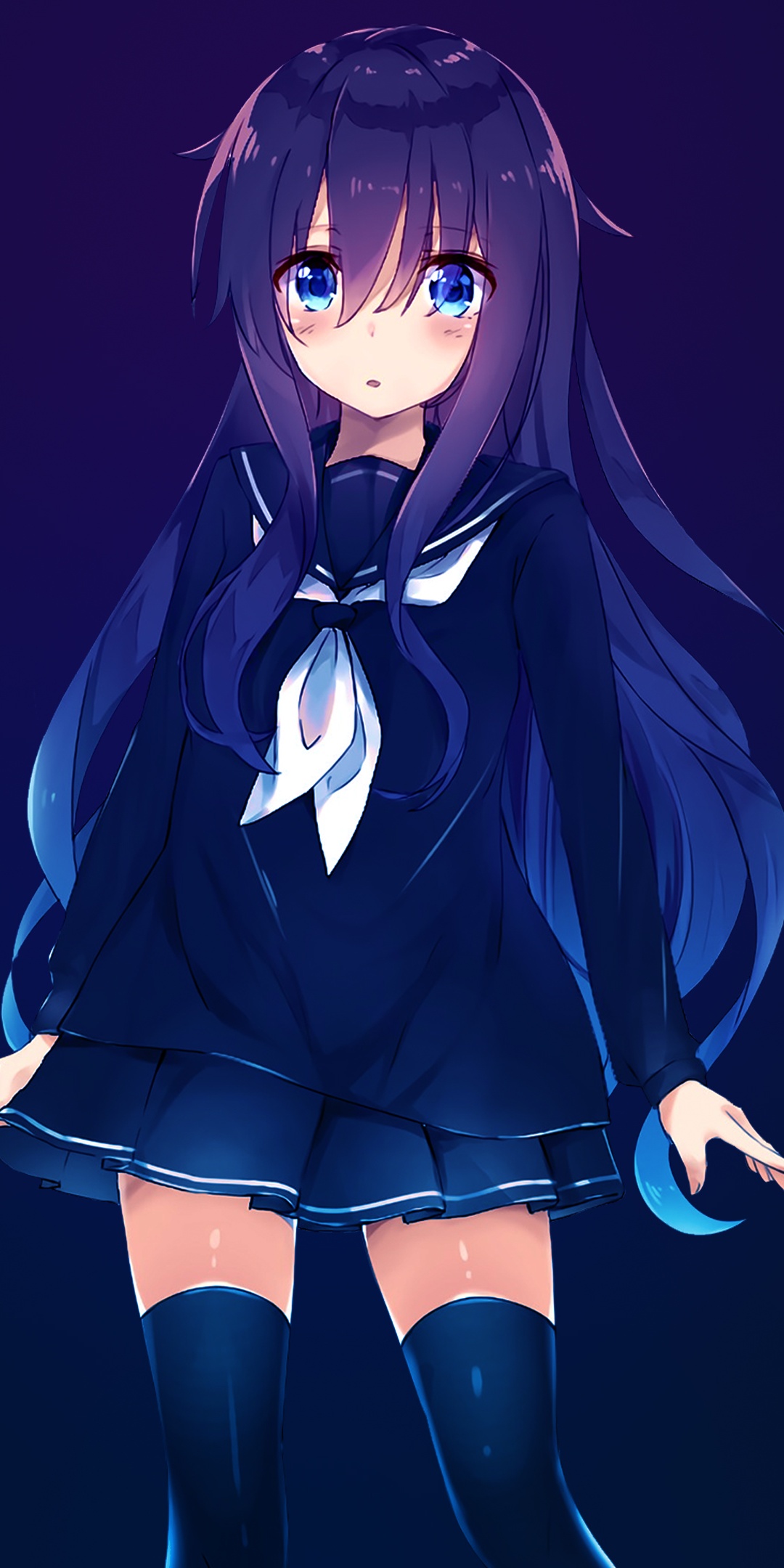 Akatsuki Wallpaper 4K, Anime girl, Dark blue