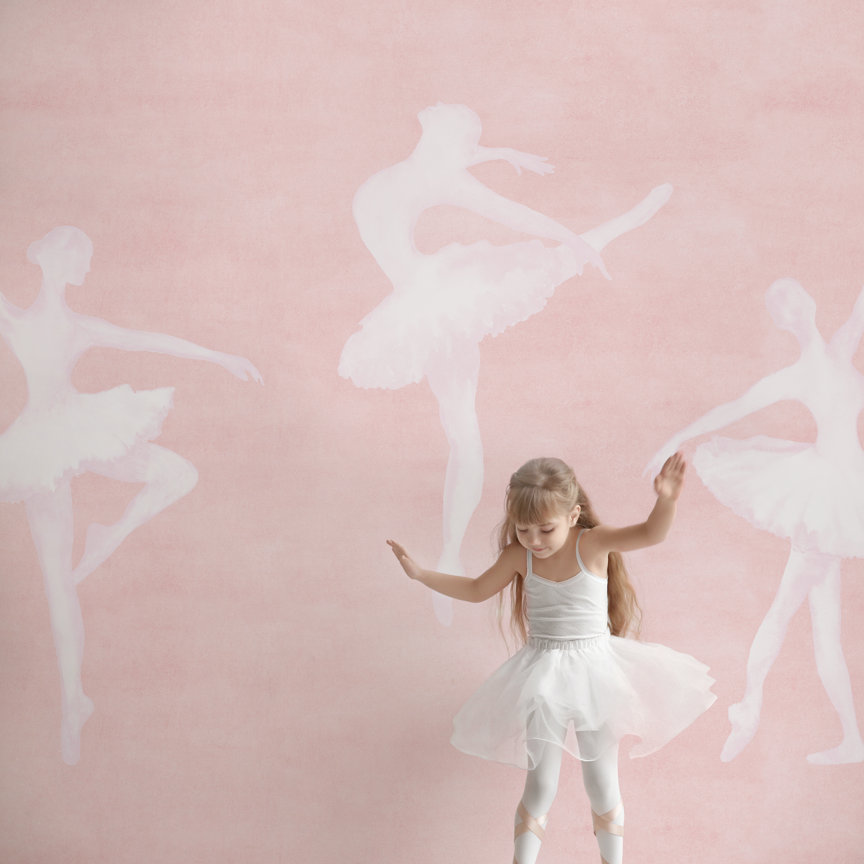 Pirouette (Mural Edition) Pink Dancing Ballerina Wallpaper