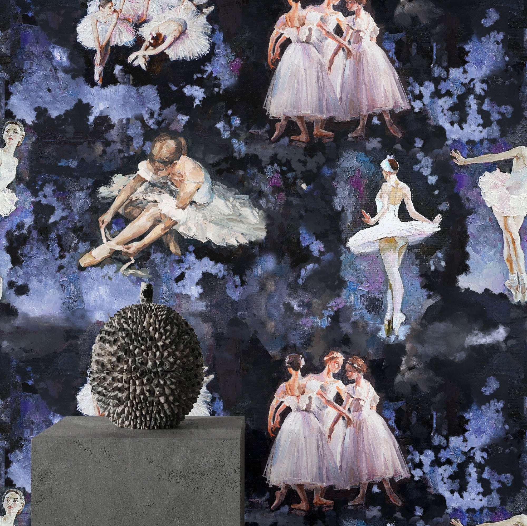 Ballet Wallpaper for Nursery Decor, Little Dancers Wall Art, Dark Classic Ballroom Dance Theme, Kids Room Mural