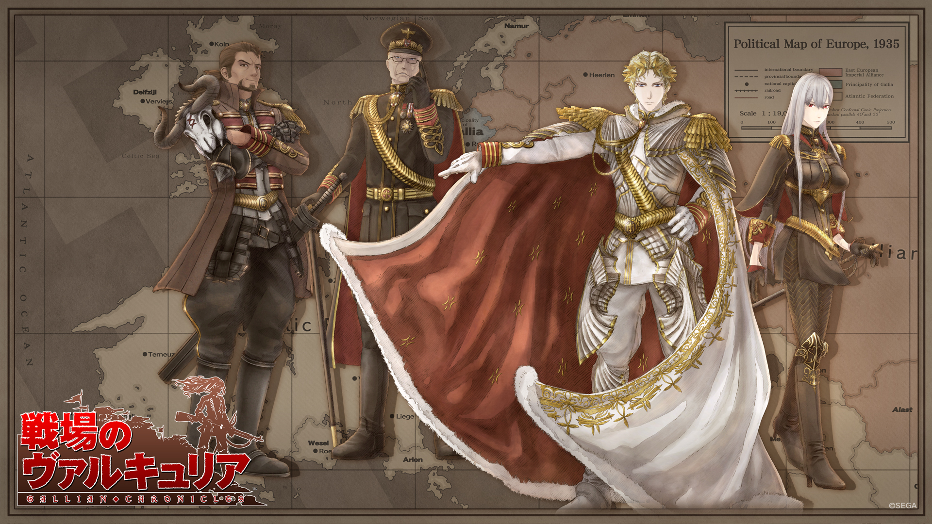 Wallpaper playstation 3, valkyria chronicles, valkyria, Maximilian Gaius Von Reginrave, Berthold Gregor and Radi Jaeger, Valkyrie Chronicles, Selvaria Bles for mobile and desktop, section прочее, resolution 1920x1080