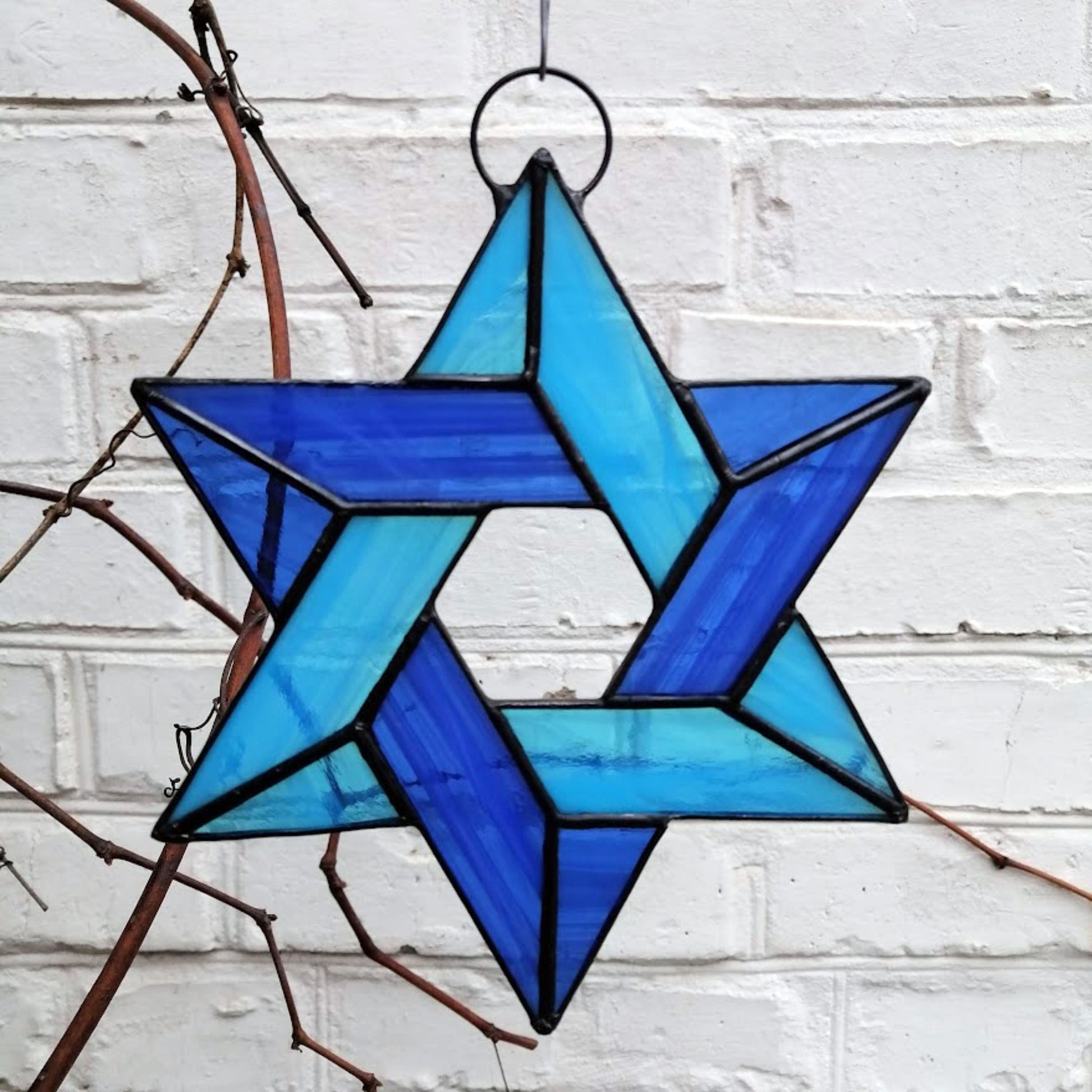Jewish Star of David Stained Glass Suncatcher ꞁ ZangerGlass