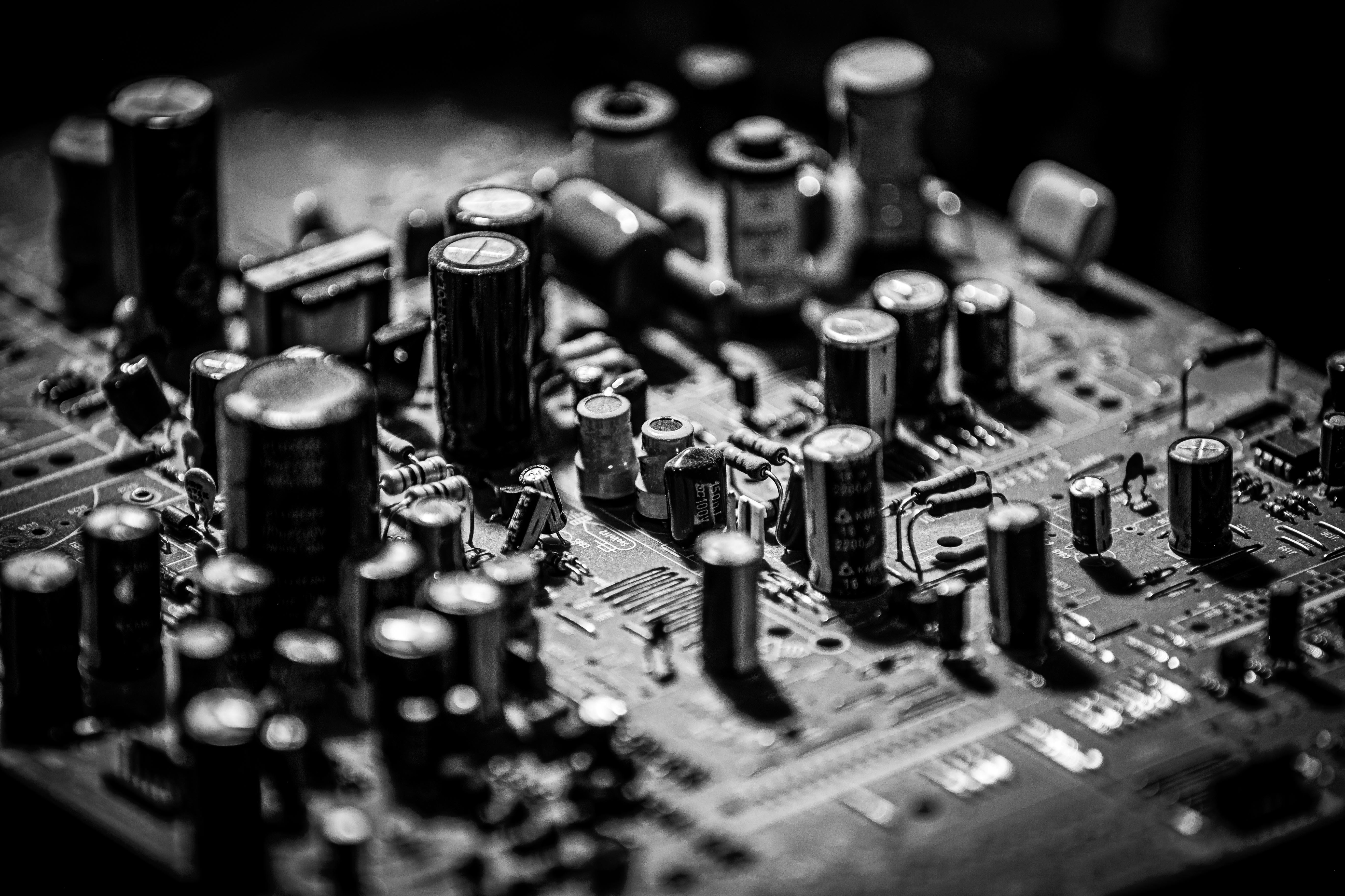 Grayscale Photo of a Motherboard · Free