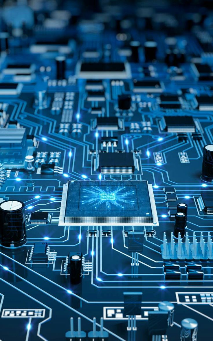 Motherboard of Electronic Control System. Art & Line Circuit Design Wallpaper in Blue Background #art #line #circuit #wallpaper #blue #background #motherboard #electronic
