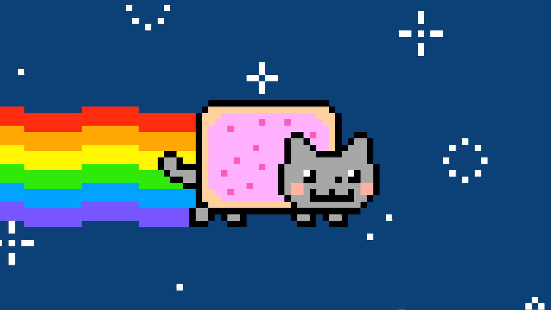 Download Nyan Cat flying through vibrant rainbow space