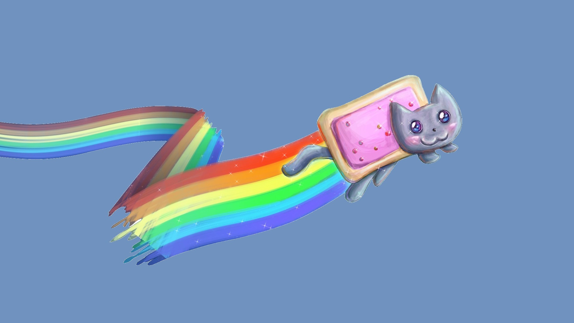 Wallpaper rainbow, Nyan cat, Nyan Cat for mobile and desktop, section минимализм, resolution 1920x1080