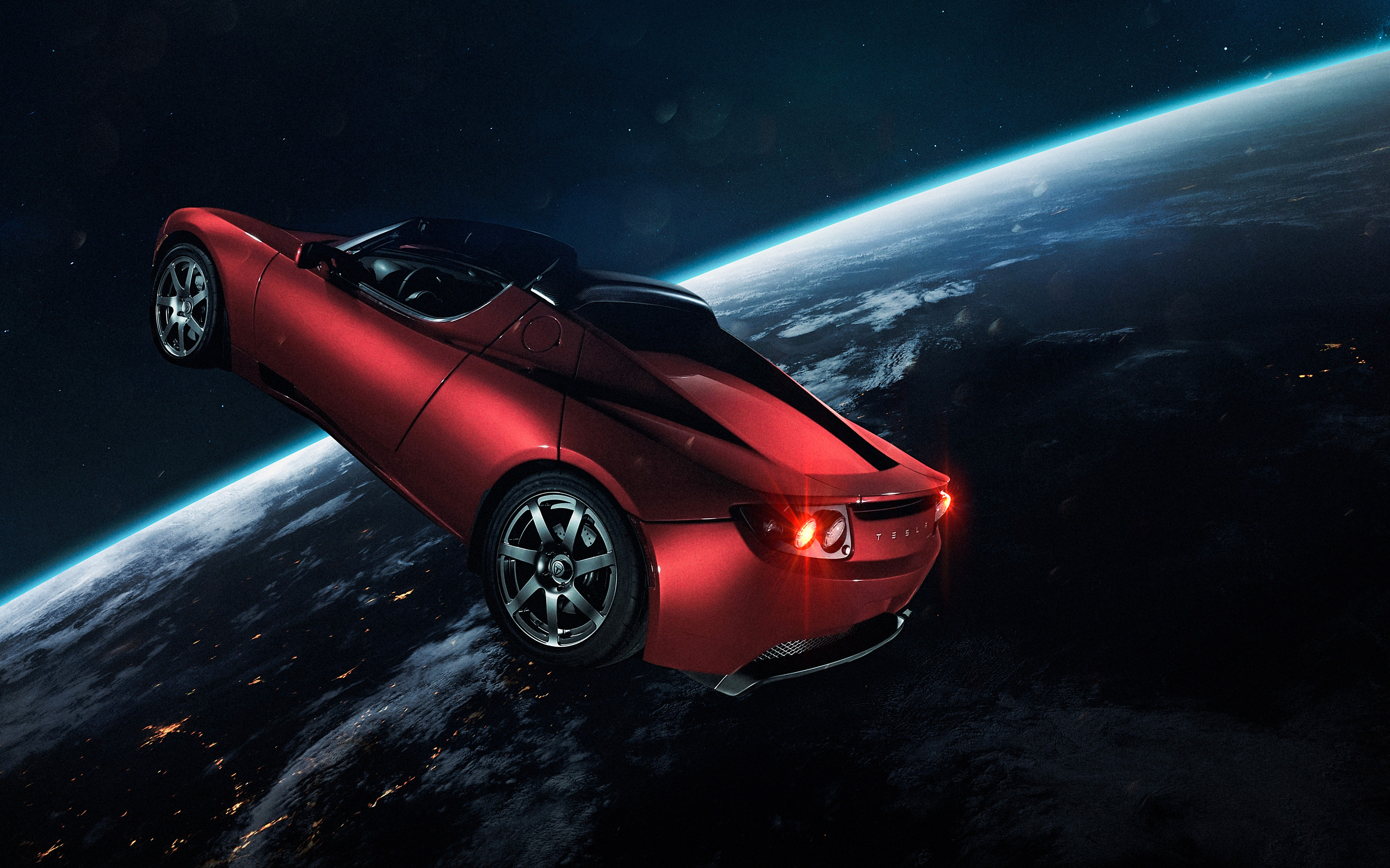 Elon Musk's Tesla Roadster Wallpaper 4K, Tesla in Space