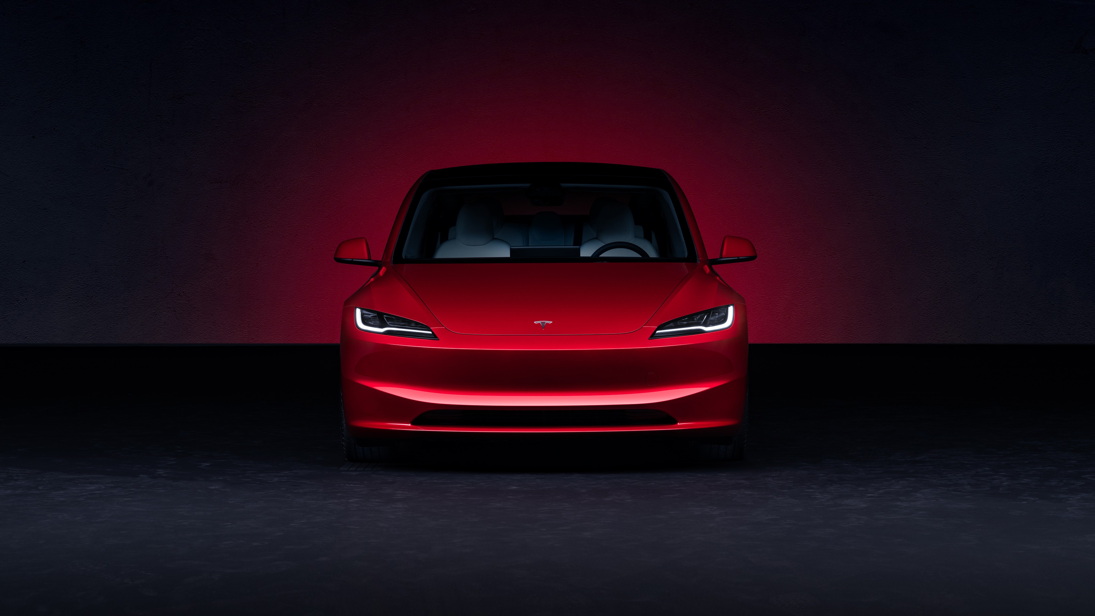 Red Tesla Model 3 2023 front view Desktop wallpaper 600x382