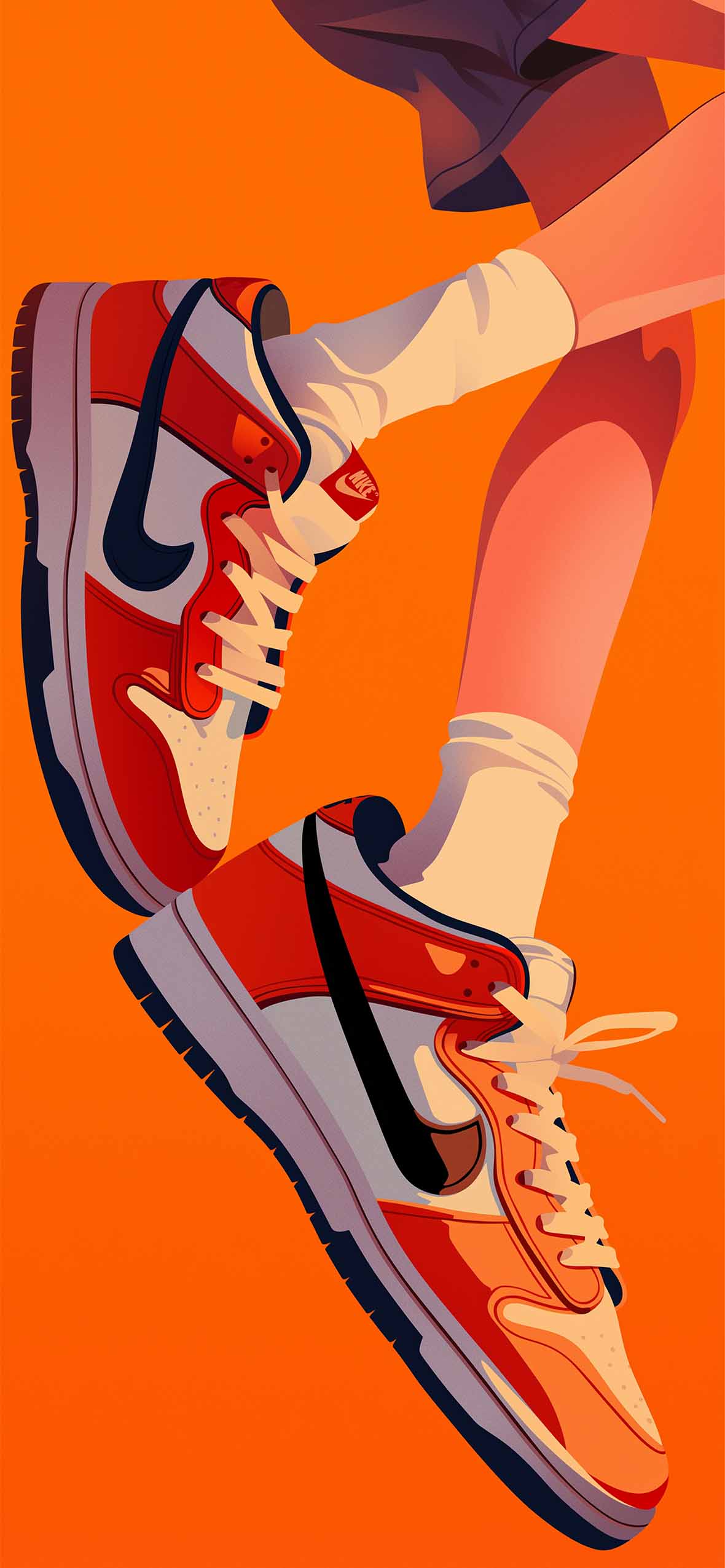 Nike Dunk Red Orange Sneakers Wallpaper