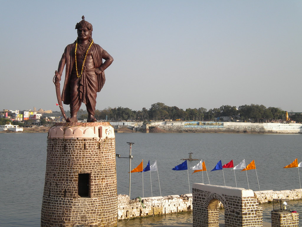 Statue of Raja Bhoja in Bhopal upper lake was