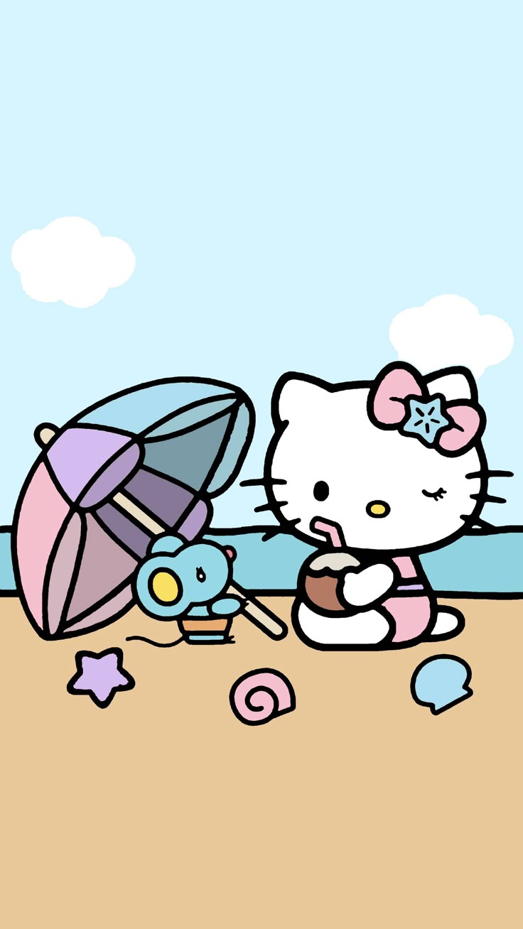 cute pastel hello kitty summer sanrio wallpaper
