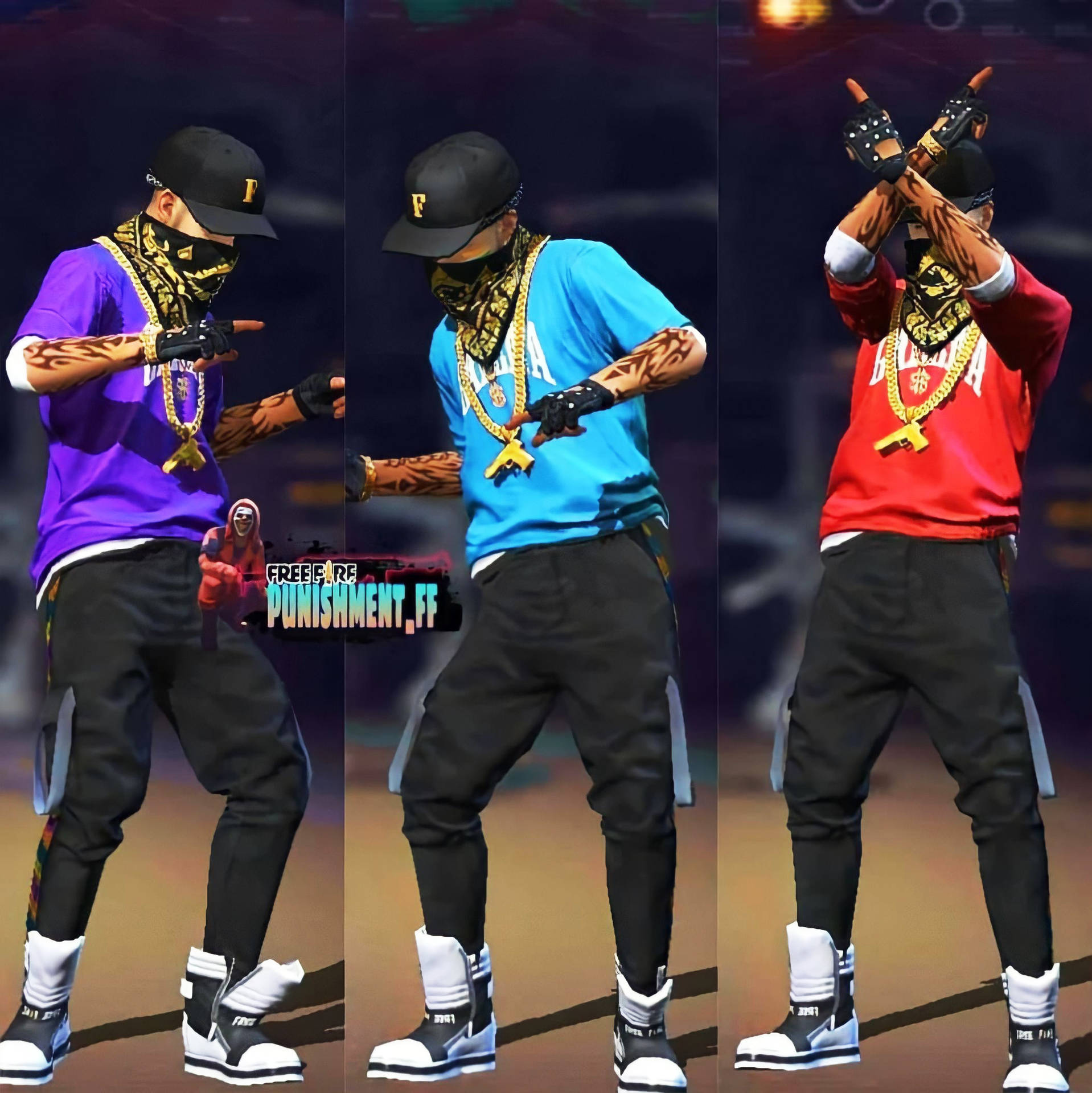 Download Free Fire Hip Hop Bundle Three Shirt Colors Wallpaper