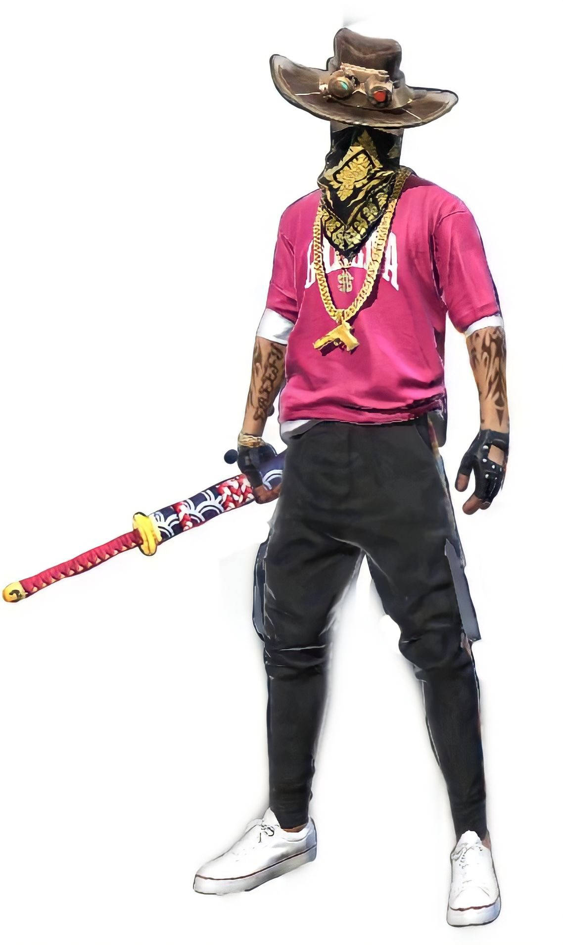 Download Free Fire Hip Hop Bundle Wearing Cowboy Hat Wallpaper