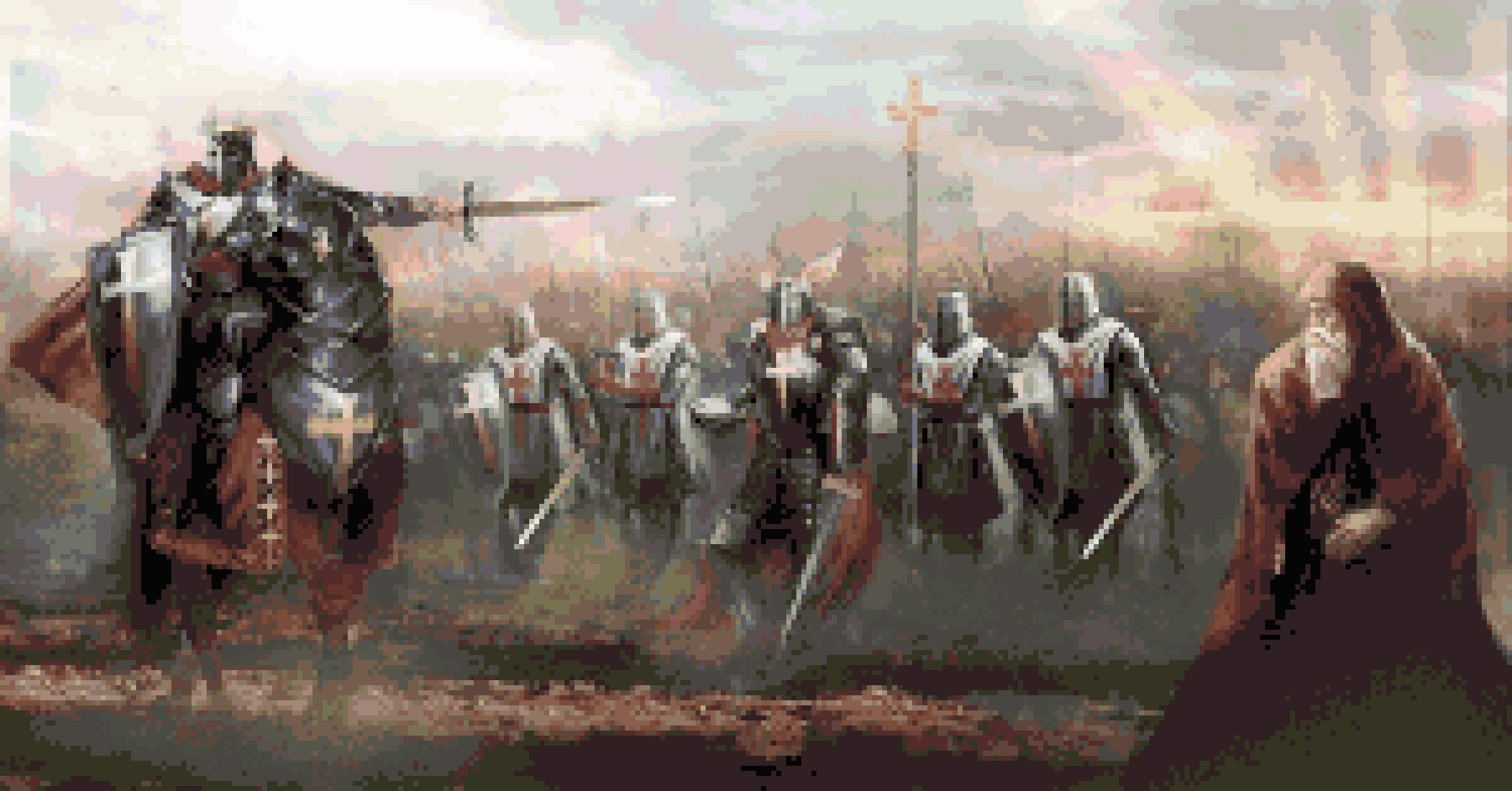 Crusaders Cross Stitch Pattern: Templar Knights Pixel Art Image, Holy Crusades, Medieval Army, Knight Charge Art PDF Download, Pattern