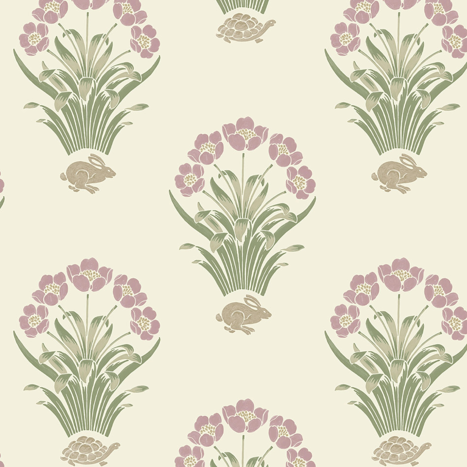 Tortoise & Hare Soft Pink Wallpaper