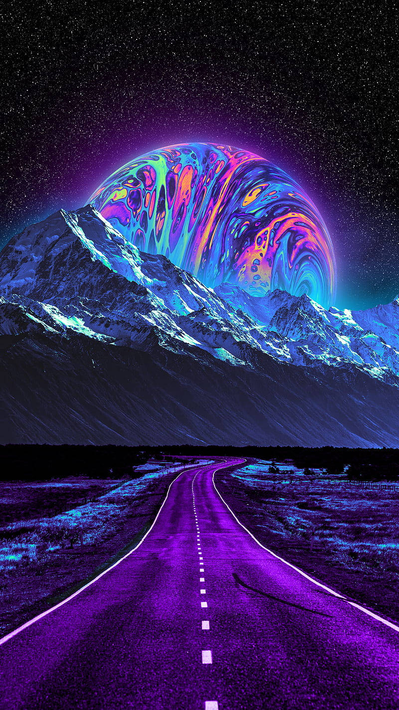 Download Phosphorescent Neon Moon Wallpaper