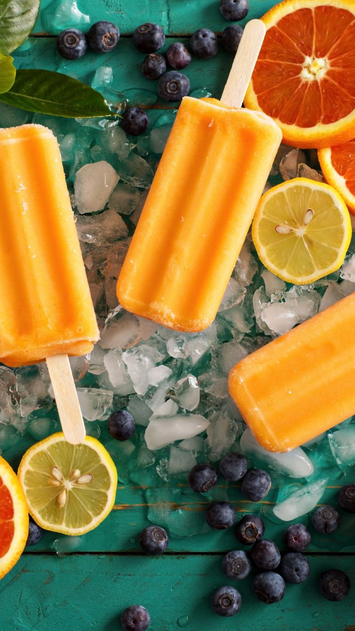 Ice candies, slices, fruits, blueberry, mango, summer, 720x1280 wallpaper