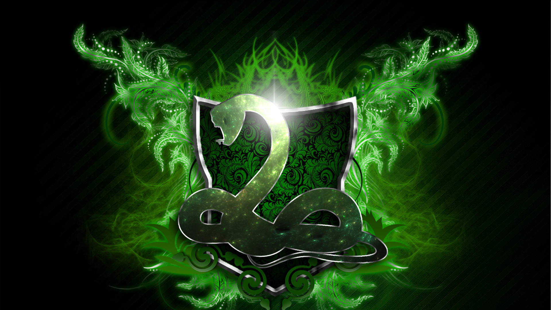 Green Slytherin Logo Black Background HD Slytherin Wallpaper