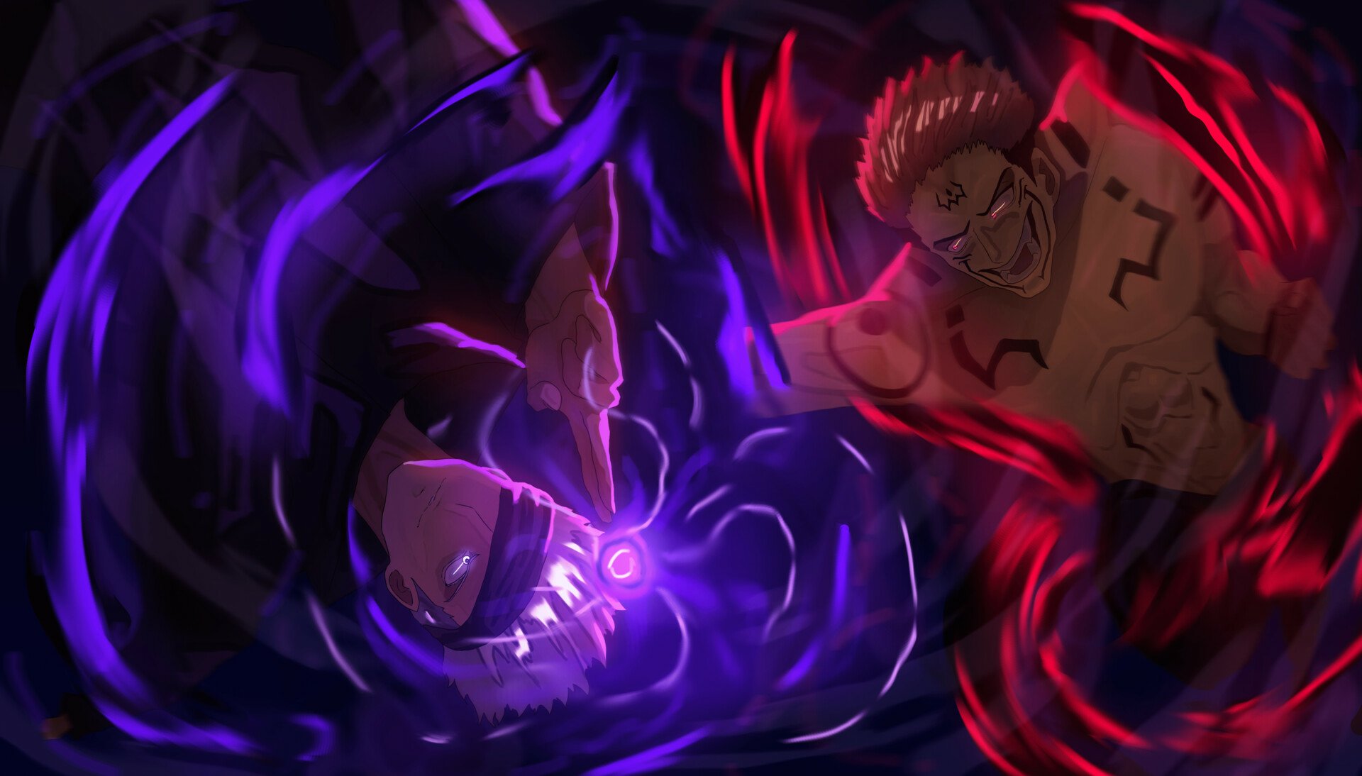 Satoru Gojo vs. Sukuna Epic Showdown Kaisen HD Wallpaper