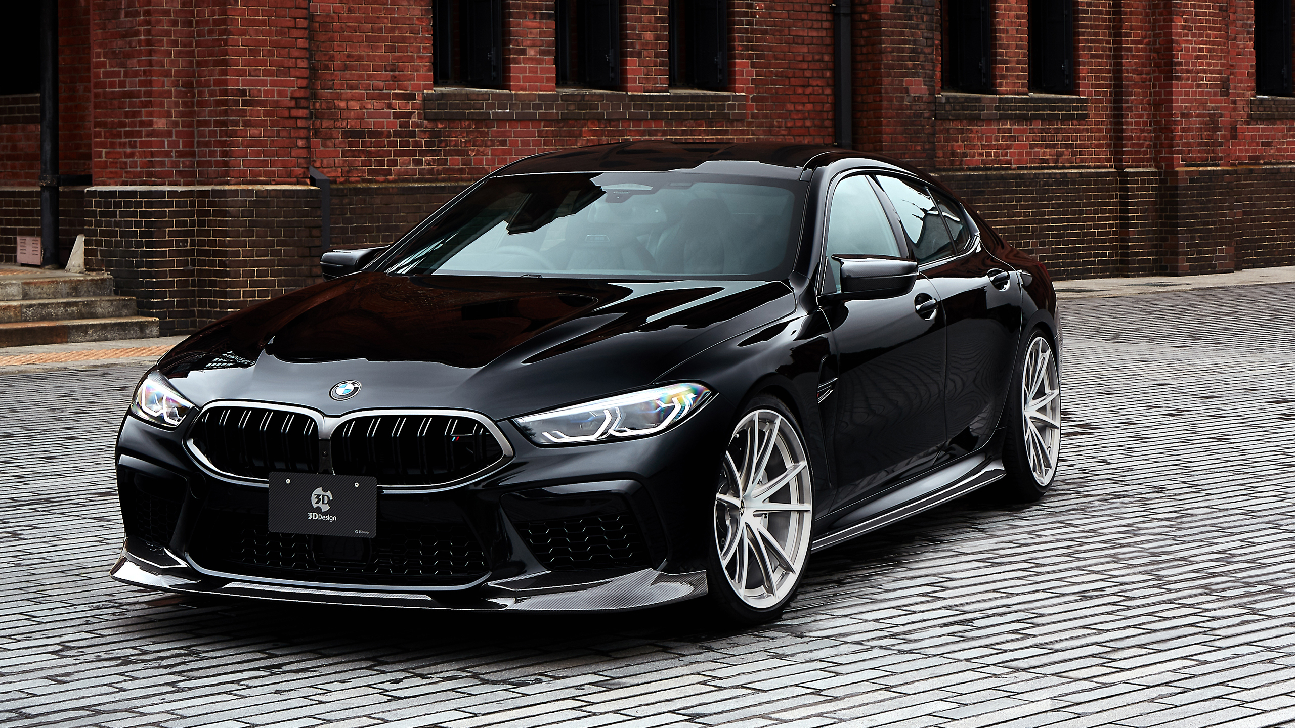 Expensive black BMW M8 car against the wall Desktop wallpaper 1920x1080