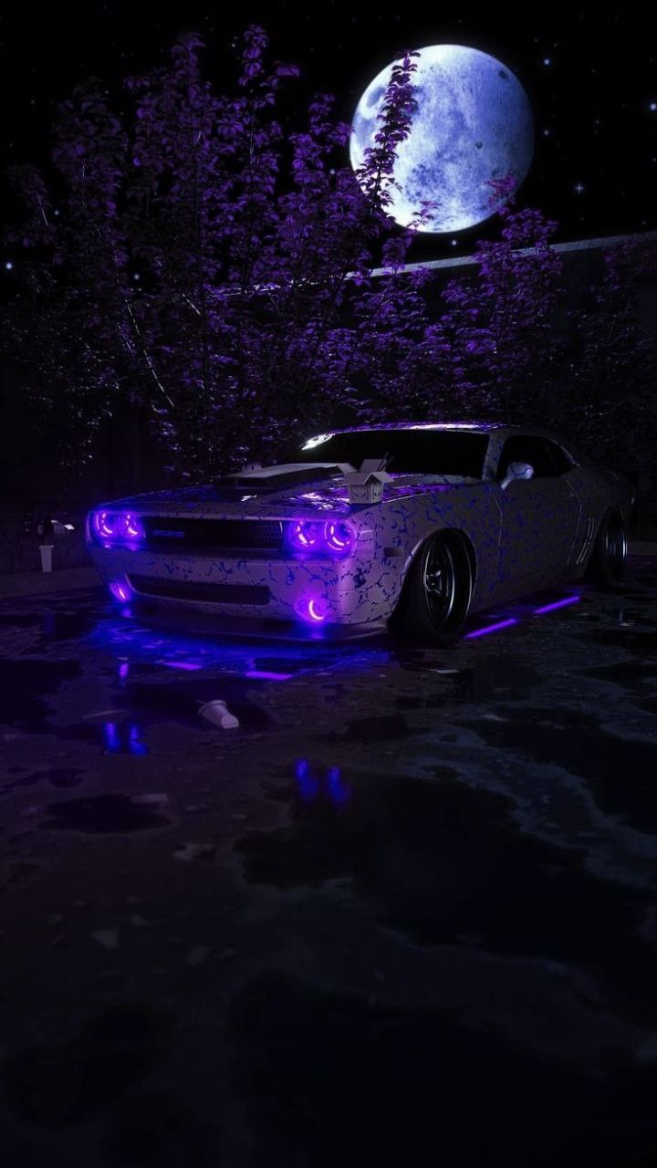 Luxury Car with Purple Lights