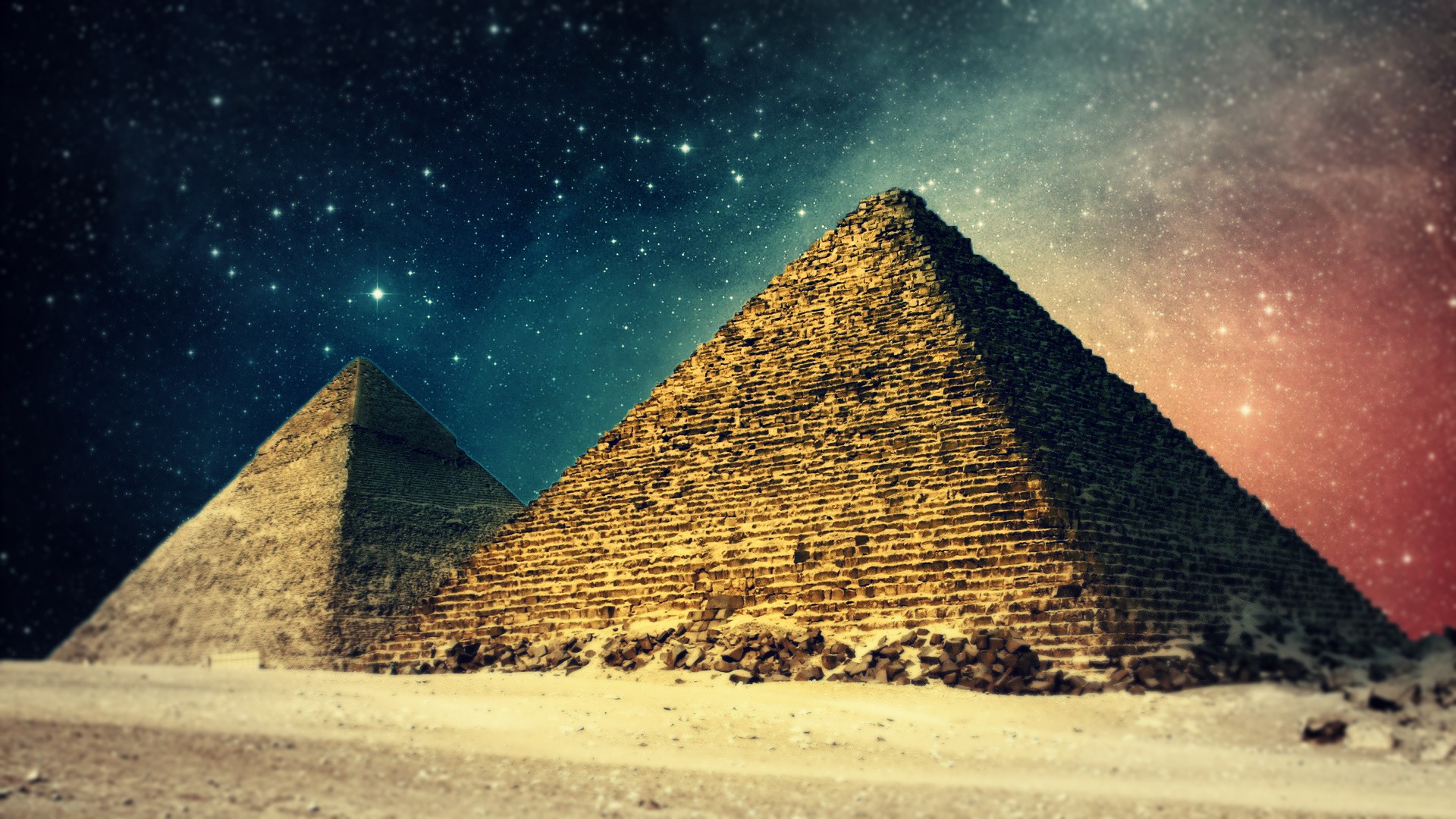 Starlit Pyramids HD Wallpaper