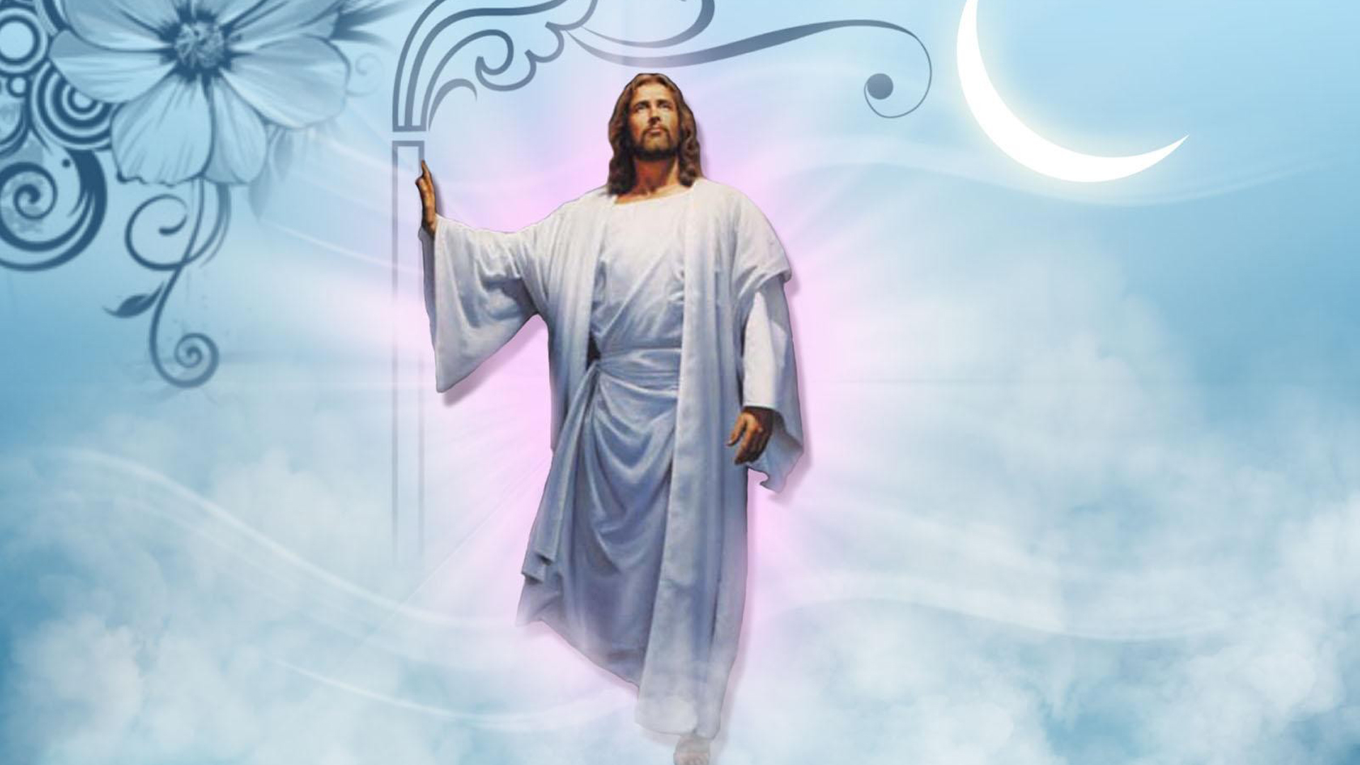 Jesus Christ With Blue Background And Moon HD Jesus Wallpaper