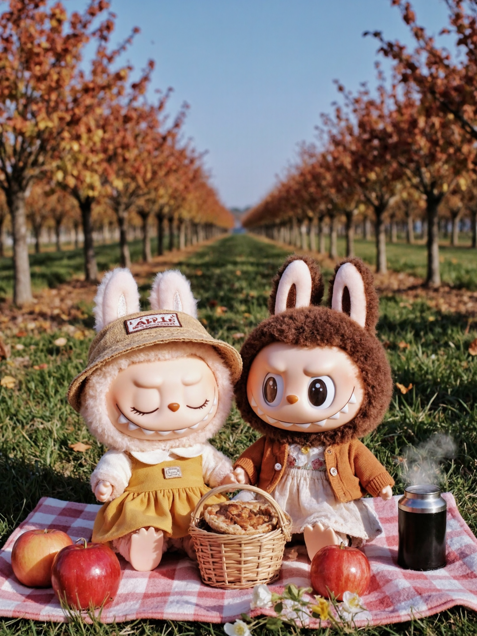 Labubu Orchard Picnic Wallpaper 4K Wallpaper