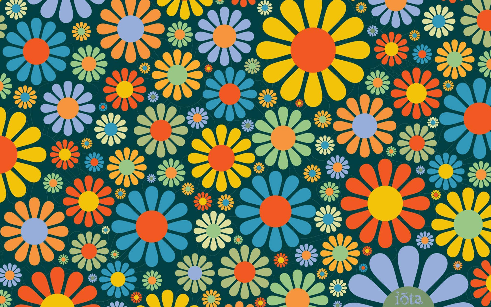 Download A Colorful Flower Pattern On A Dark Background Wallpaper