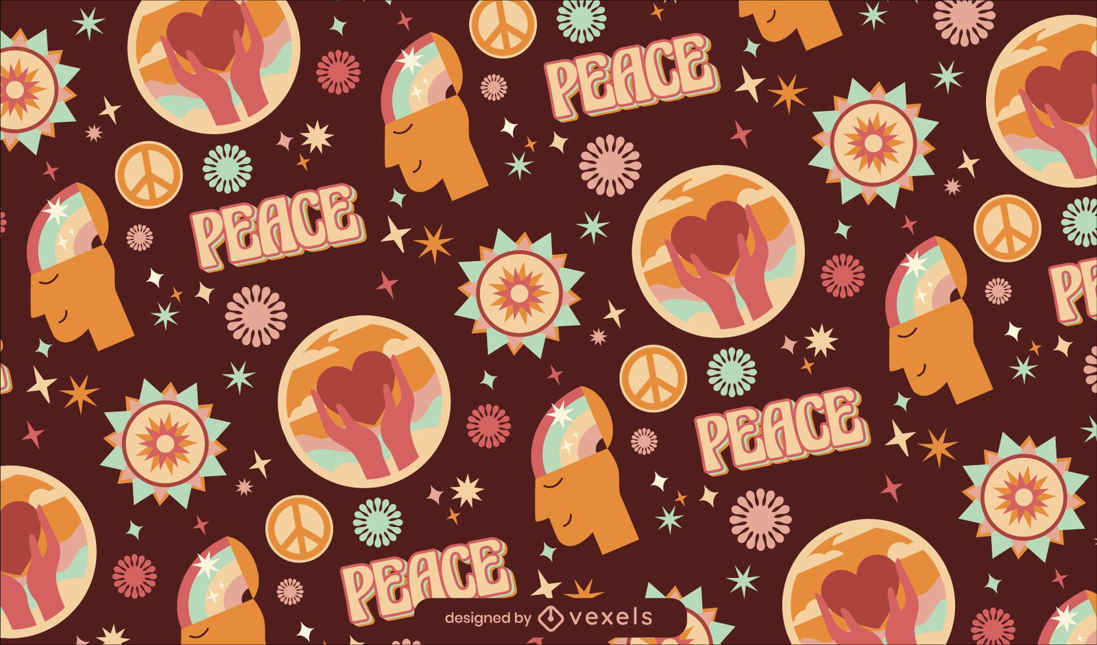 Peace Day Hippie Retro Pattern Design Vector Download