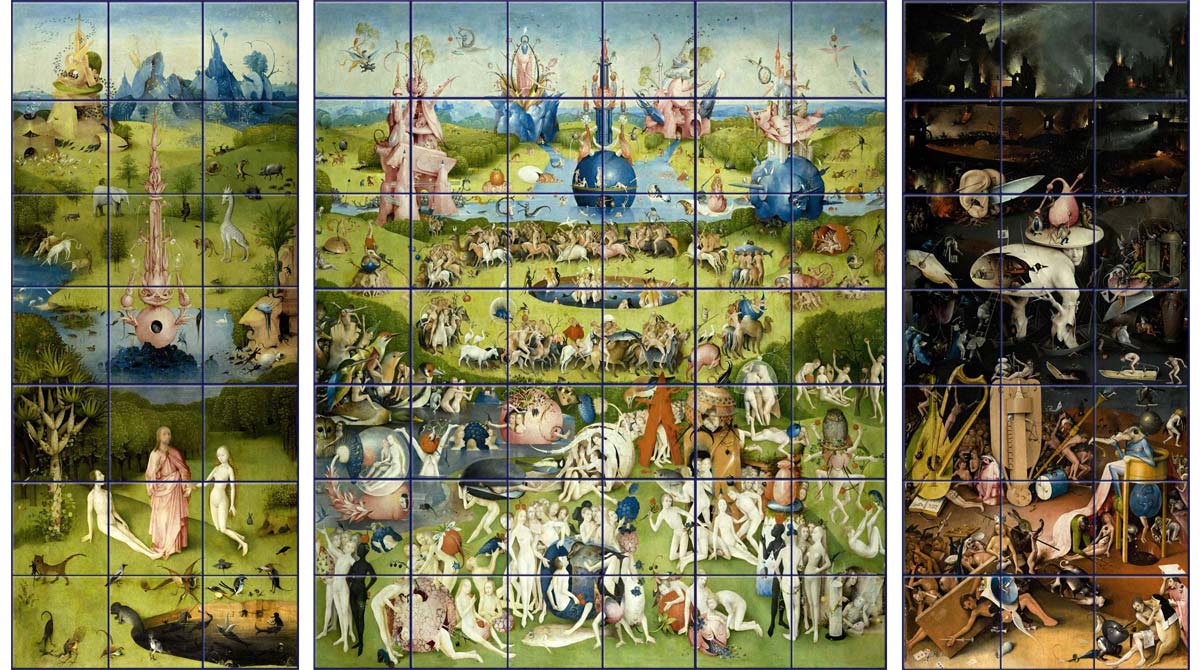Garden of Earthly Delights Tile Backsplash, Hieronymus Bosch