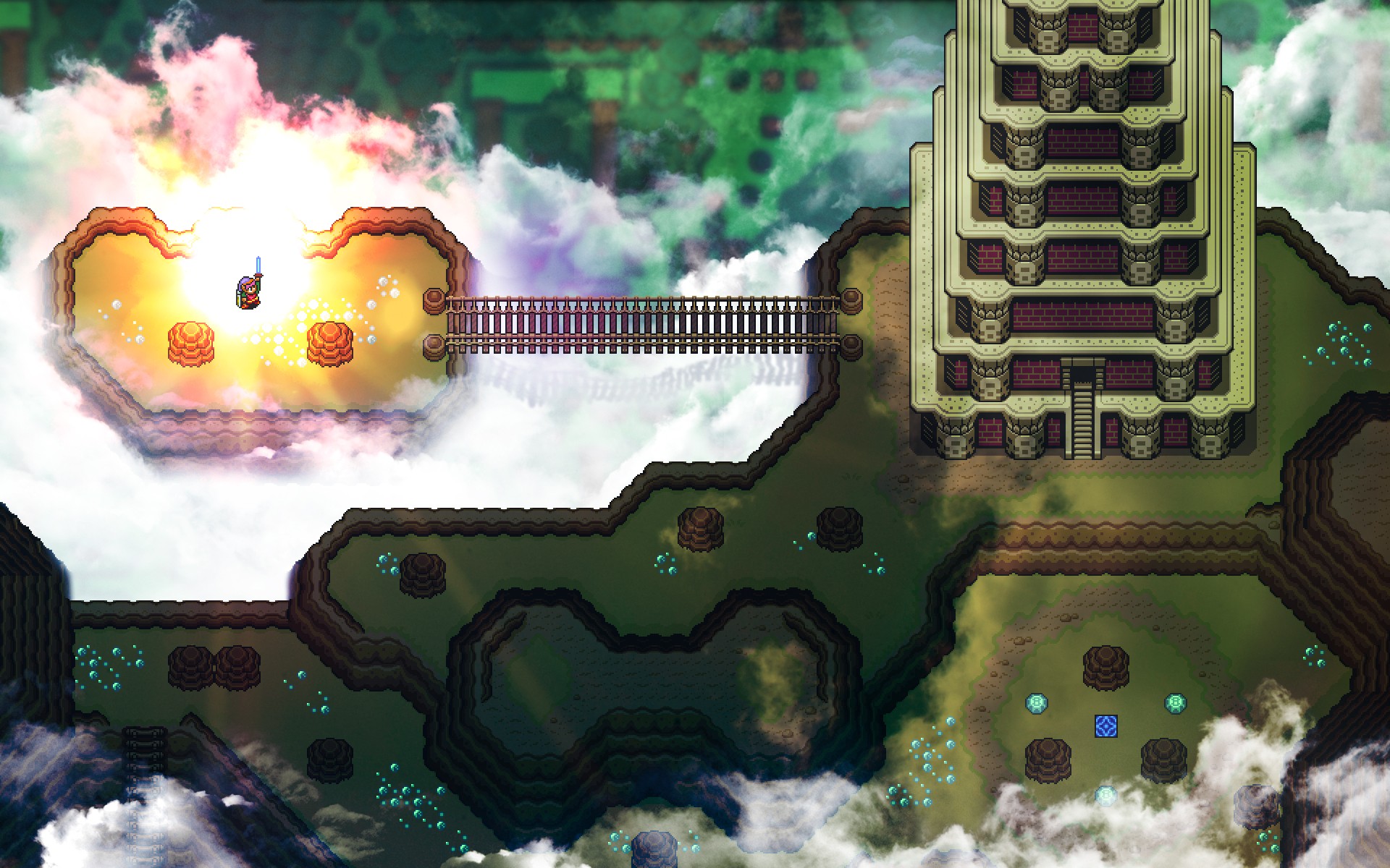 Download Video Game The Legend Of Zelda: A Link To The Past Pixel Art Fantasy Landscape Tower Art